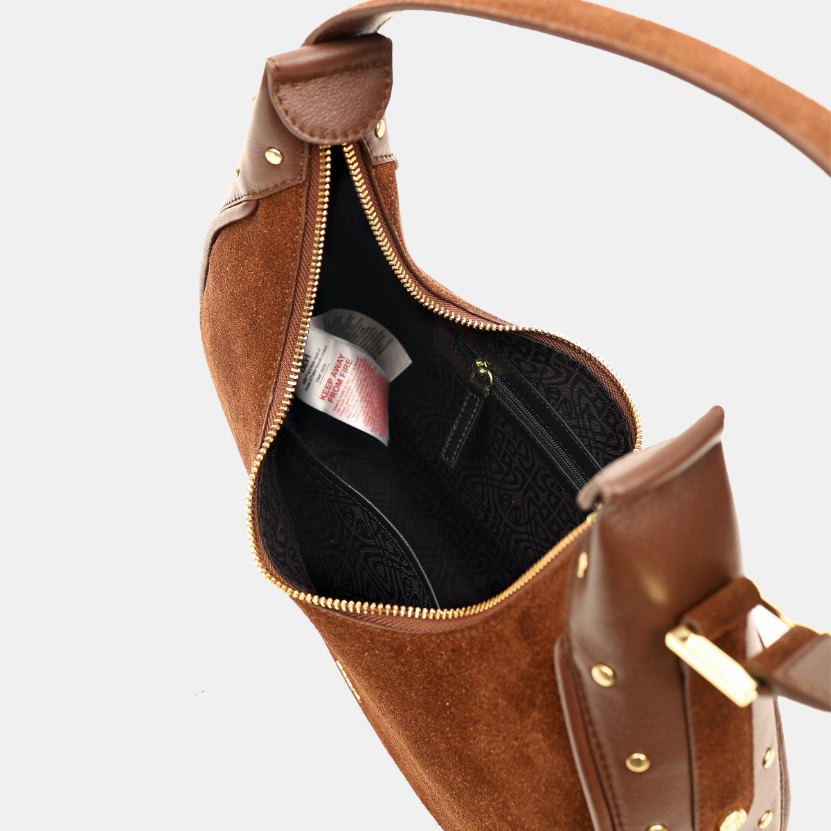 Chocolate - Biba - Women's Studded Top Handle Bag - 4