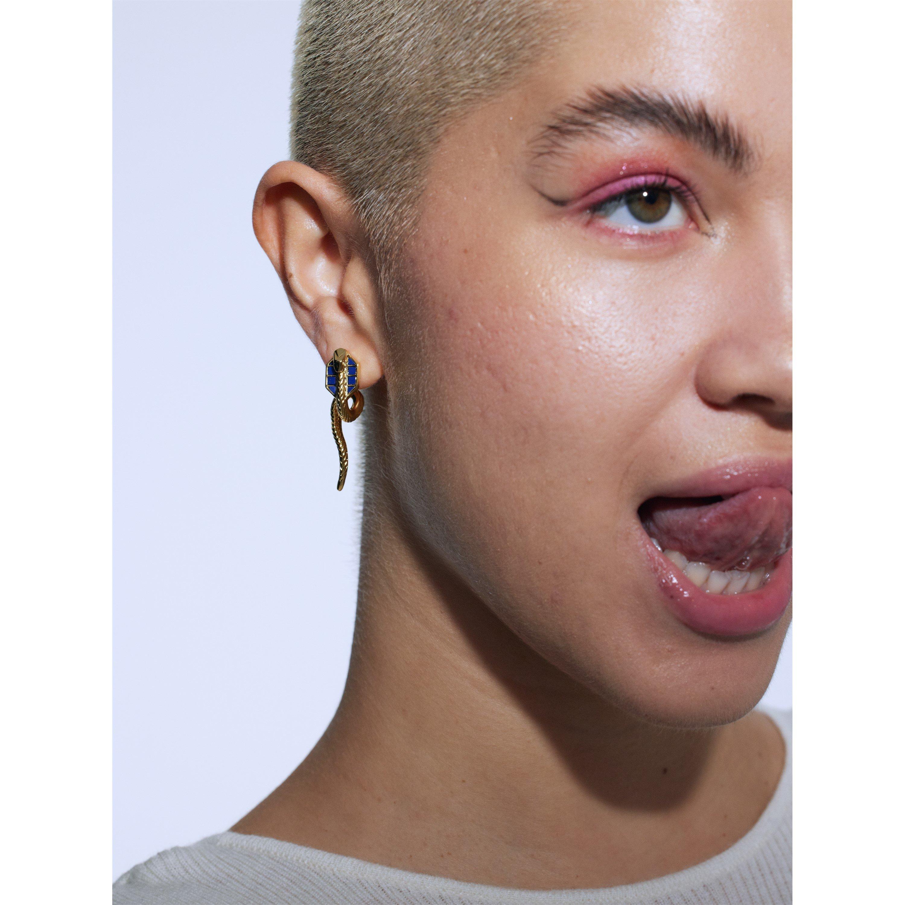 Gold Tone/Blue - All We Are - Women's Wadjet Drop Earrings - 3