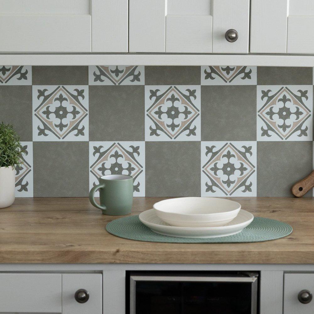 Olive - D C Fix - Self Adhesive Vinyl Wall Tiles Cement Olive - 6