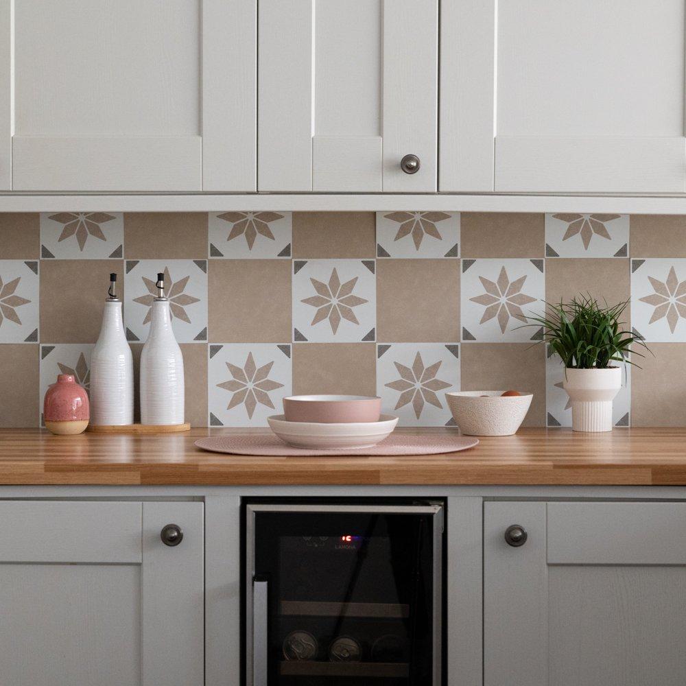 Beige - D C Fix - Self Adhesive Vinyl Wall Tiles Cement Beige - 7