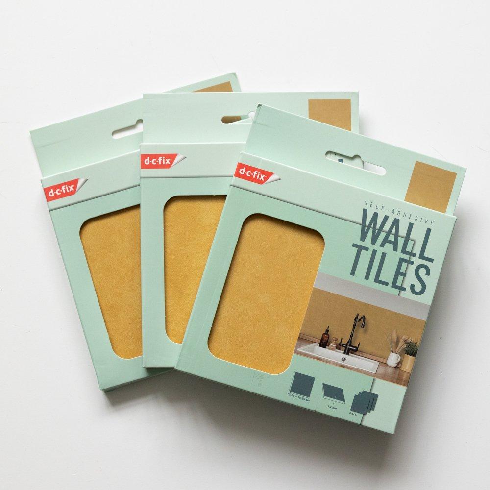 Gold - D C Fix - Self Adhesive Vinyl Wall Tiles Cement Gold - 2
