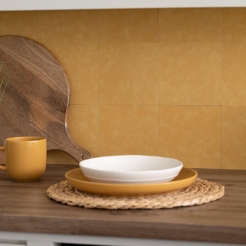 Gold - D C Fix - Self Adhesive Vinyl Wall Tiles Cement Gold - 4