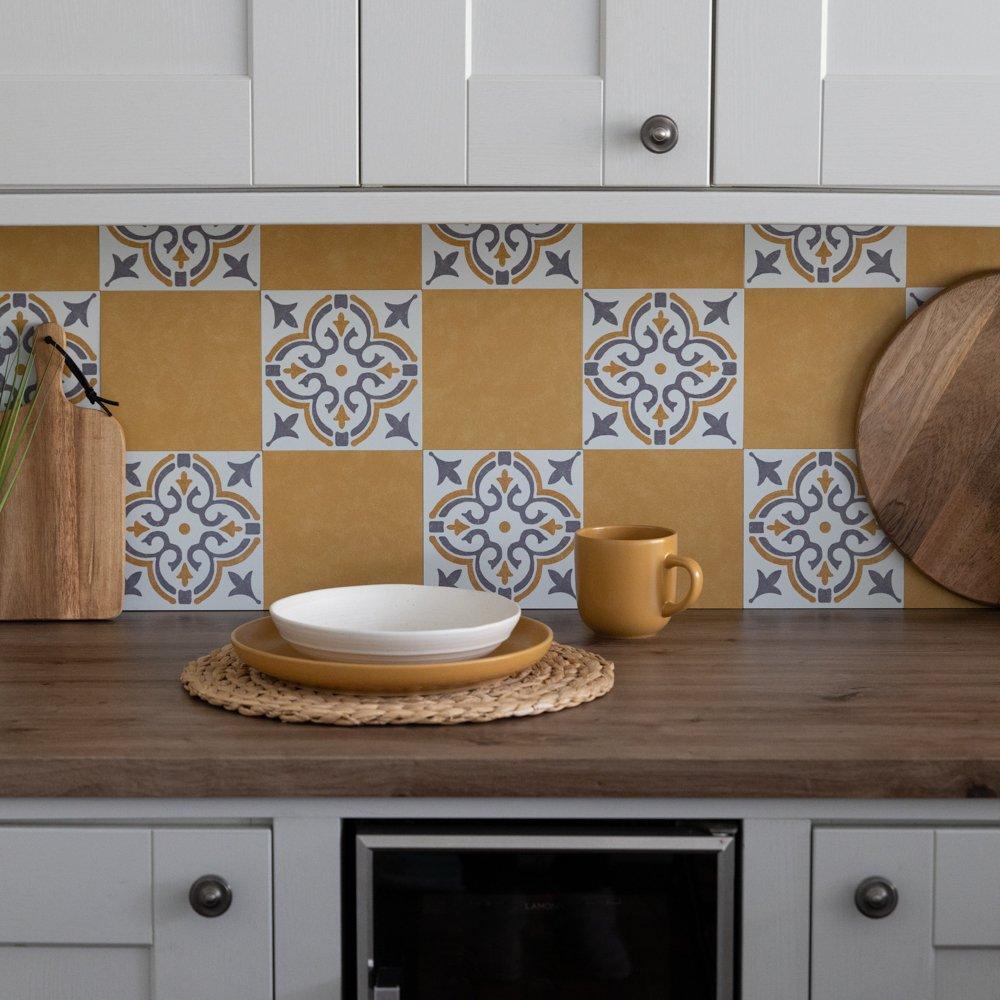 Gold - D C Fix - Self Adhesive Vinyl Wall Tiles Cement Gold - 6