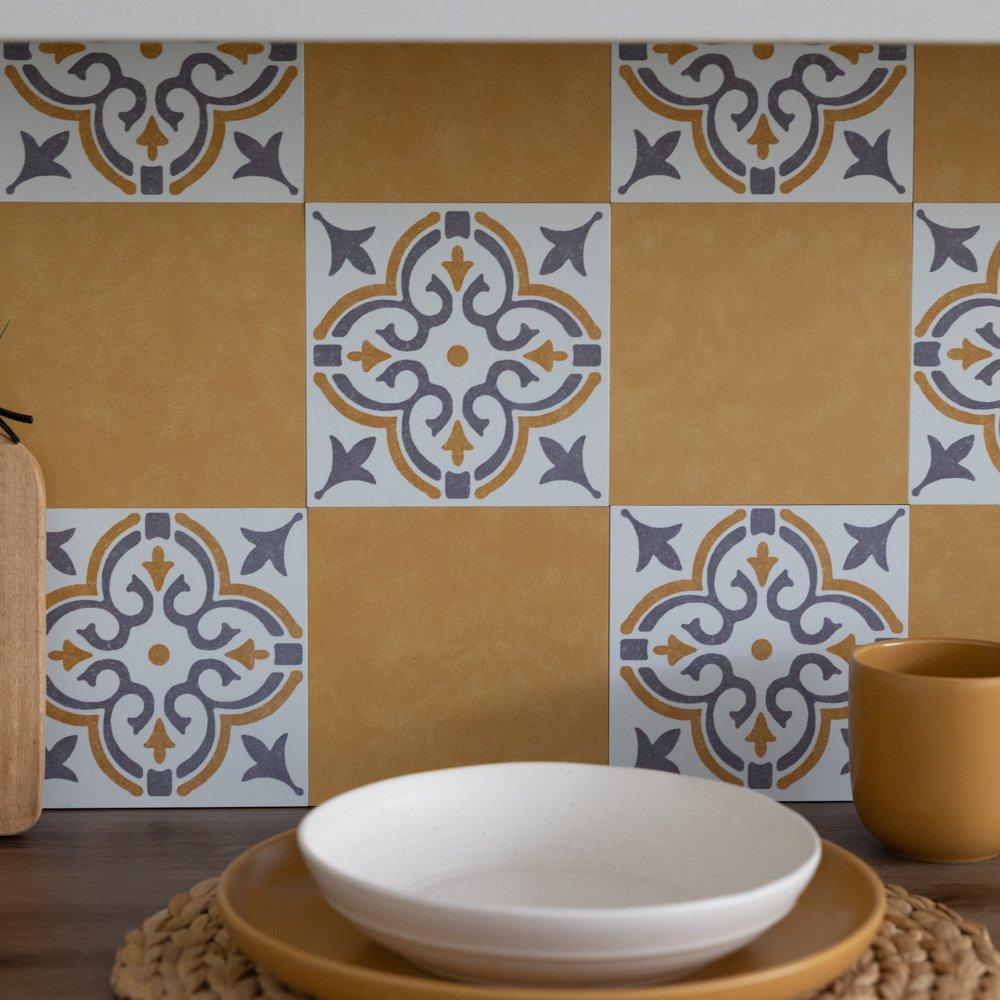 Gold - D C Fix - Self Adhesive Vinyl Wall Tiles Cement Gold - 7