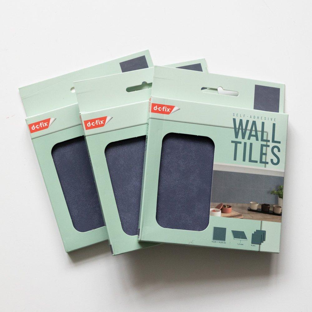 Blue - D C Fix - Self Adhesive Vinyl Wall Tiles Cement Blue - 2