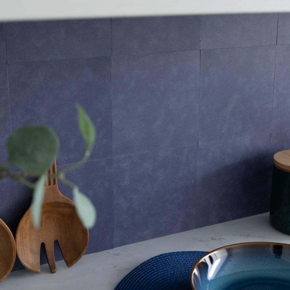 Blue - D C Fix - Self Adhesive Vinyl Wall Tiles Cement Blue - 4