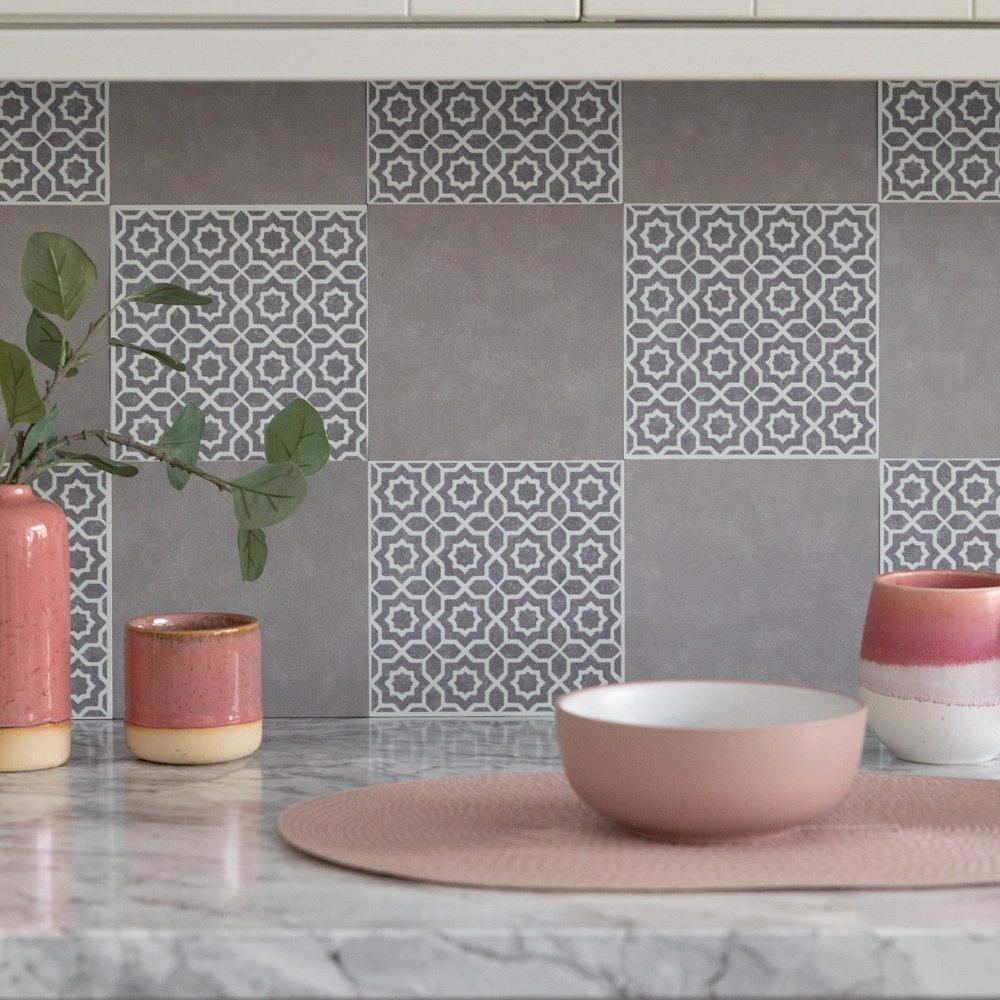 Light Grey - D C Fix - Self Adhesive Vinyl Wall Tiles Cement Light Grey - 5