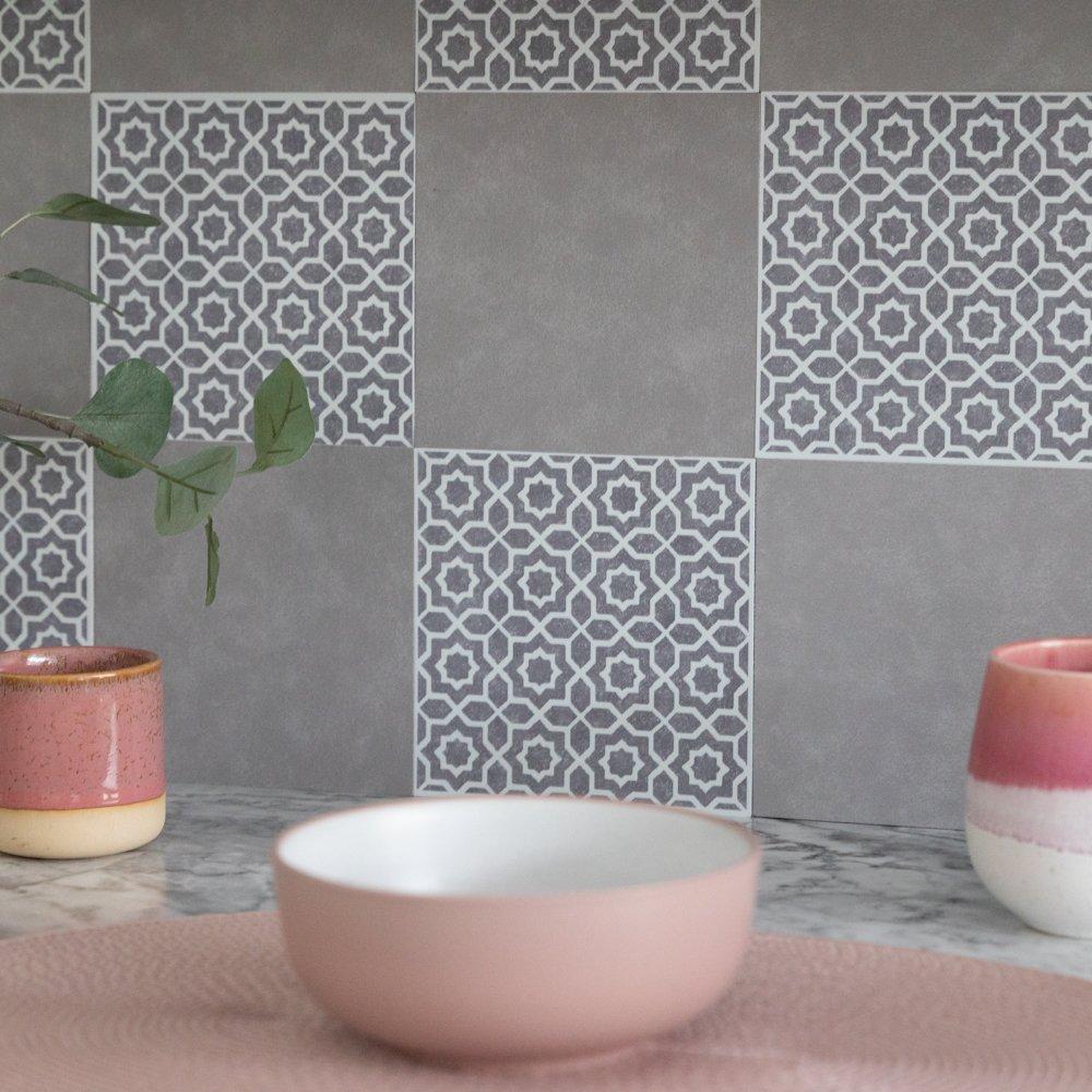 Light Grey - D C Fix - Self Adhesive Vinyl Wall Tiles Cement Light Grey - 6