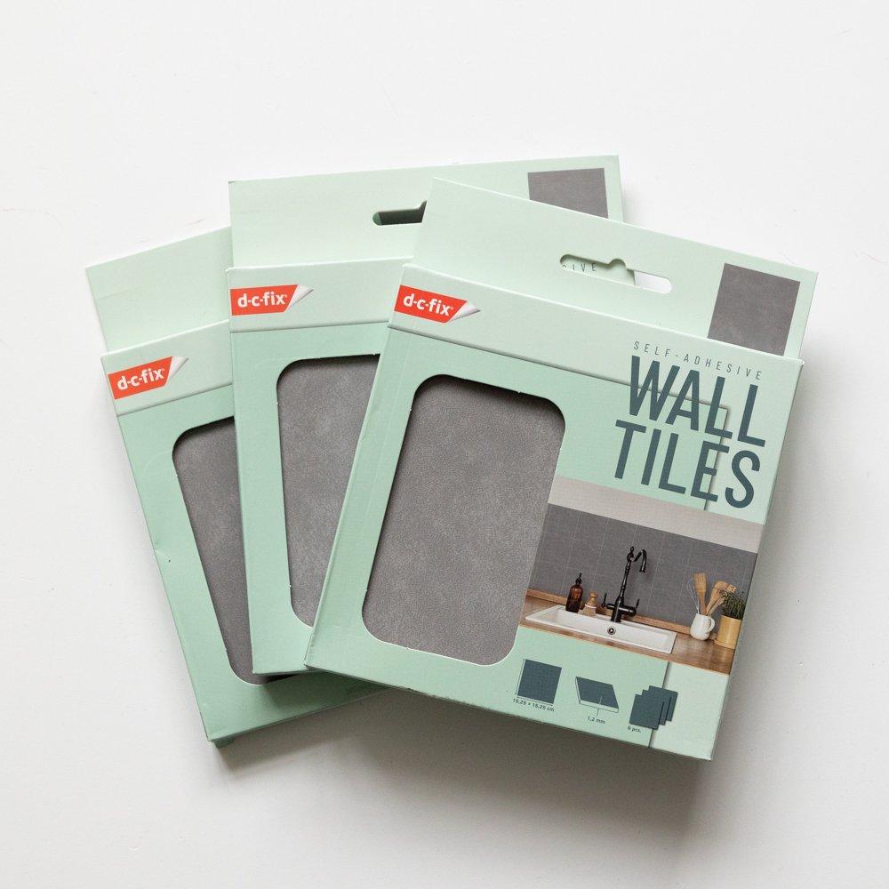 Grey - D C Fix - Self Adhesive Vinyl Wall Tiles Cement Dark Grey - 2