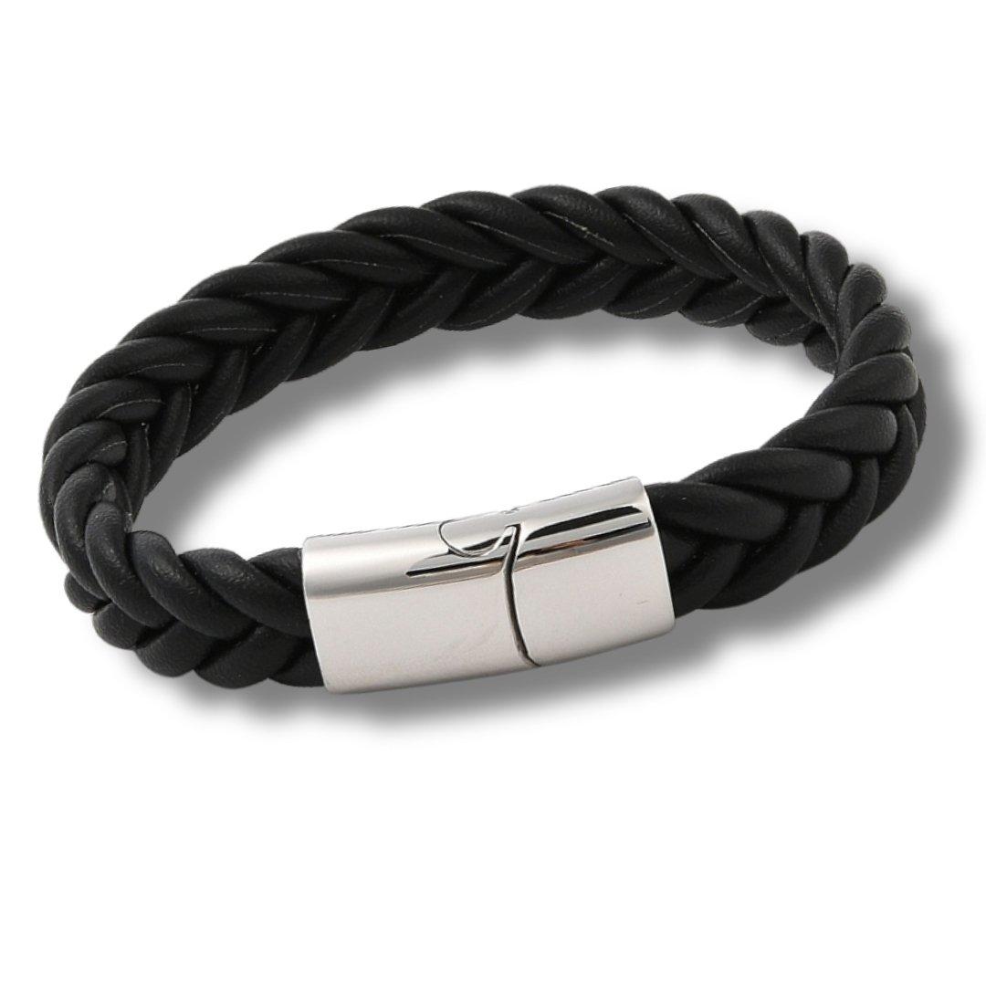 Black - Aye Do Gifts - Mens Black Woven Leather Bracelet - 1