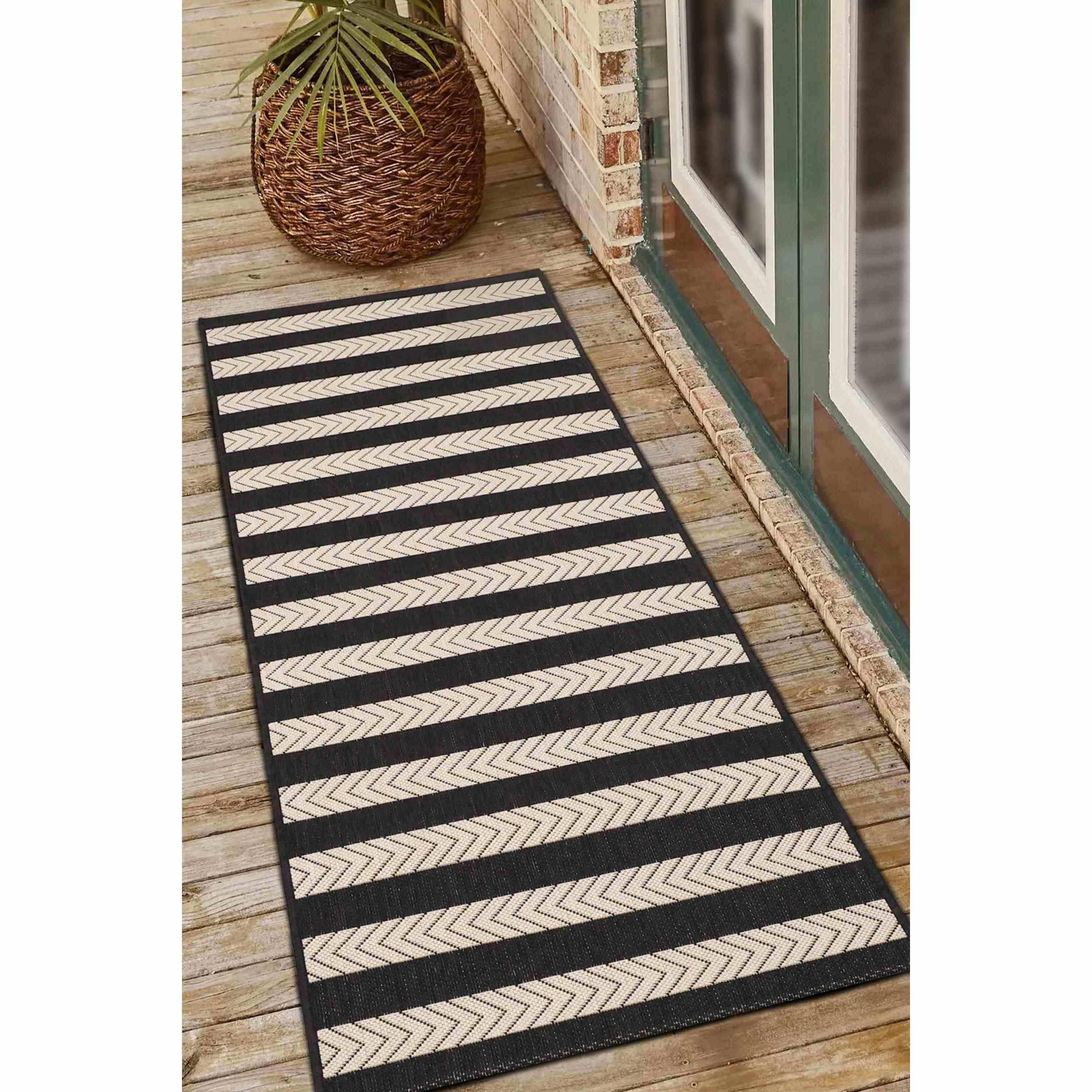 Homemaker  Eden Stripe Mono Runner - Black - 67x300 cm