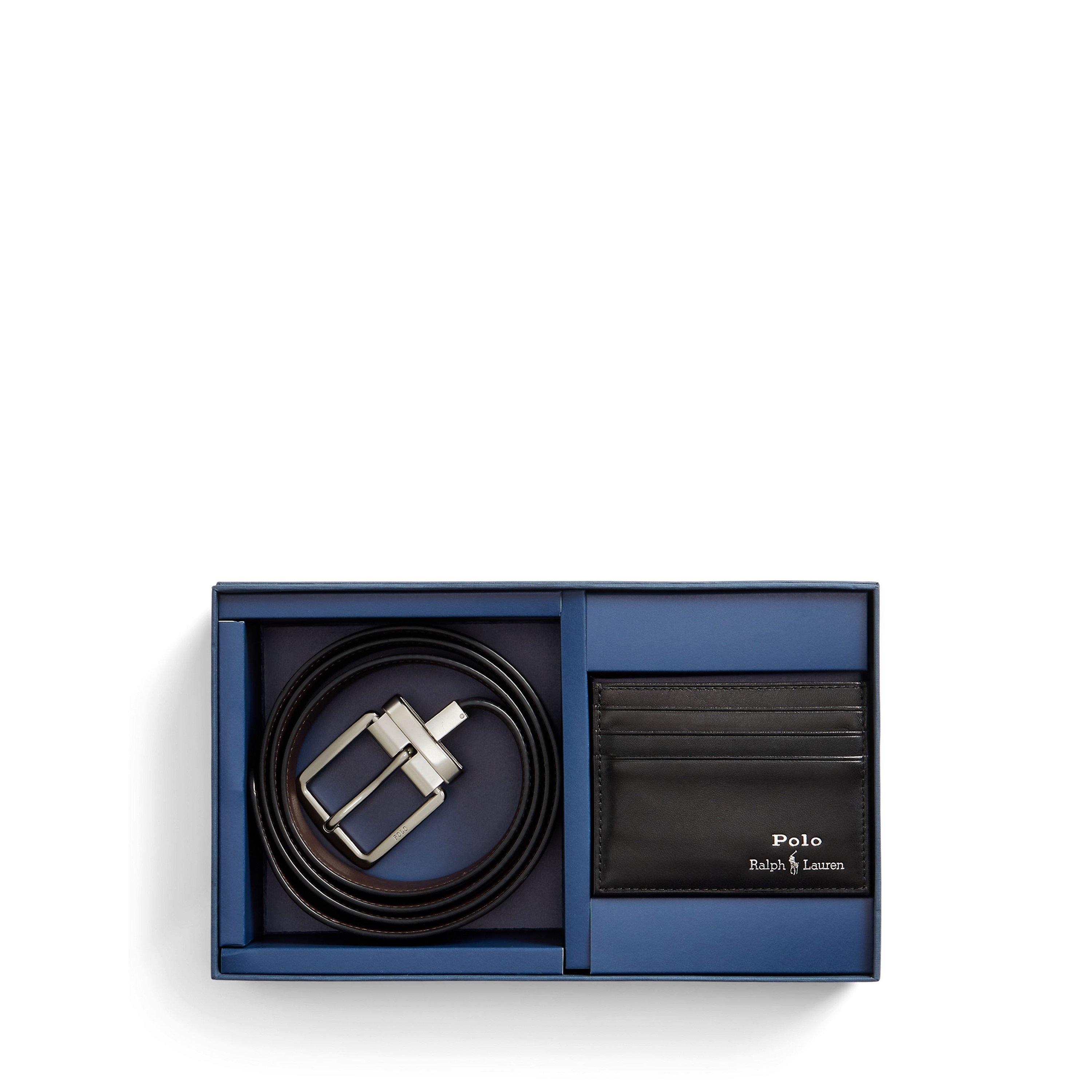 Black - Polo Ralph Lauren - Men's Leather Belt and Wallet Gift Set - 1