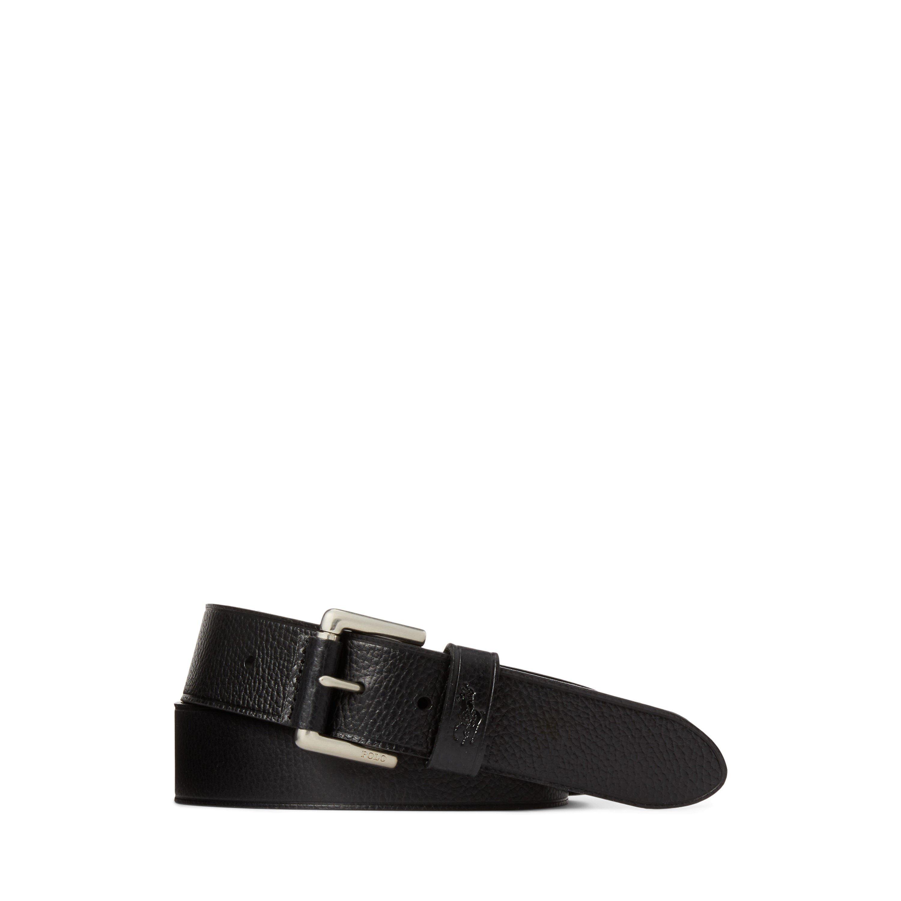 Black - Polo Ralph Lauren - Keep Pebbled Leather Belt - 1