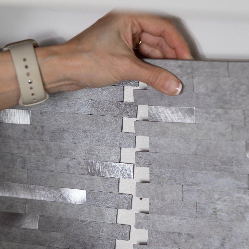 Grey - D C Fix - Self Adhesive Premium Wall Tiles Metal and Stone - 3