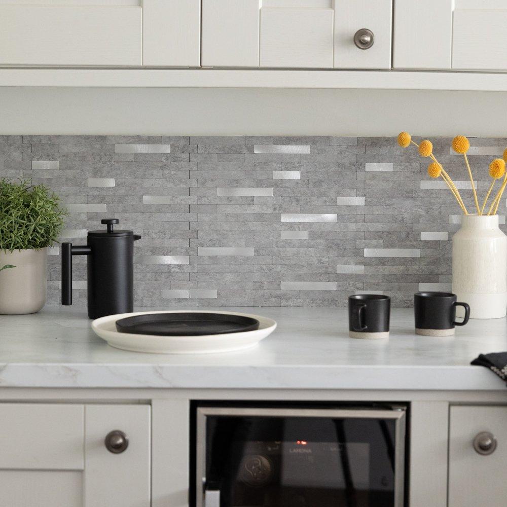 Grey - D C Fix - Self Adhesive Premium Wall Tiles Metal and Stone - 4