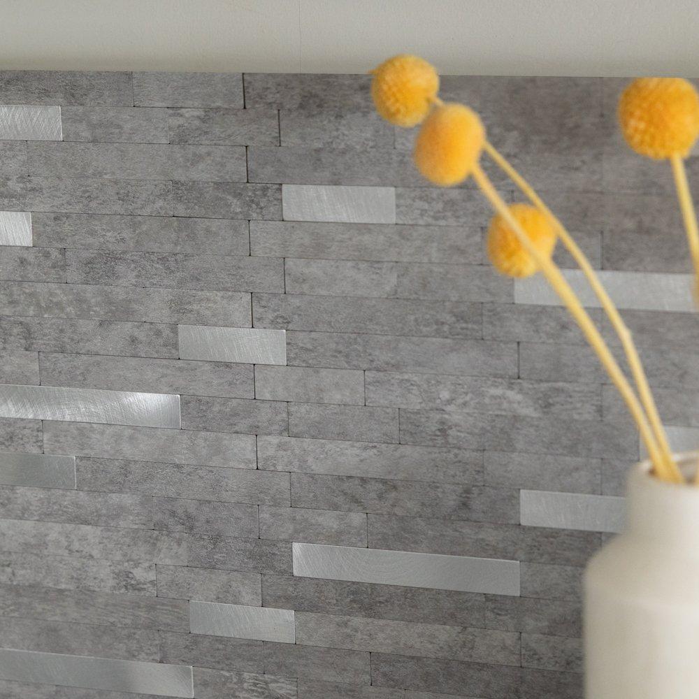 Grey - D C Fix - Self Adhesive Premium Wall Tiles Metal and Stone - 5
