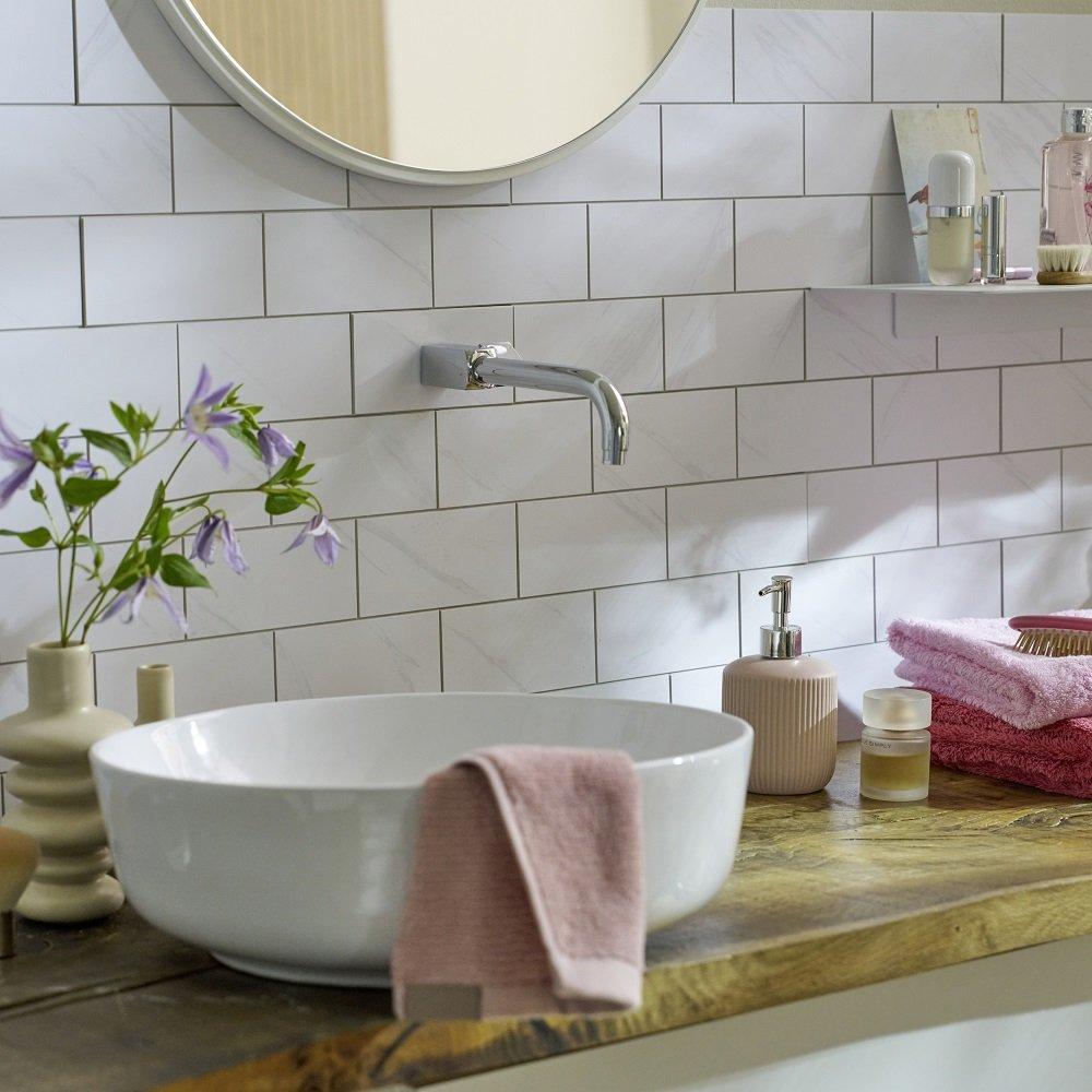 D C Fix  Self Adhesive Premium Wall Tiles Marble - Grey - PACK 5