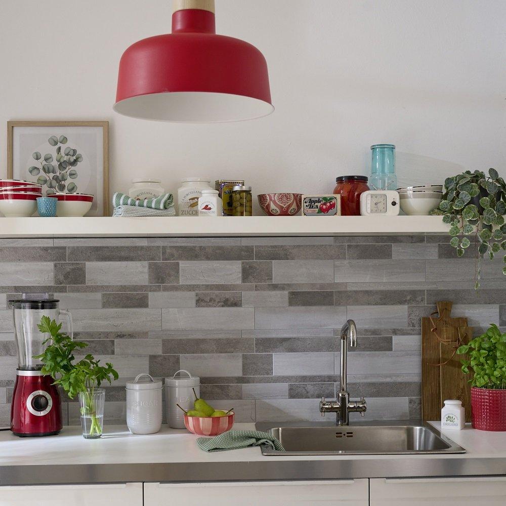 D C Fix  Self Adhesive Premium Wall Tiles Mosaic Stone - Grey - PACK 5