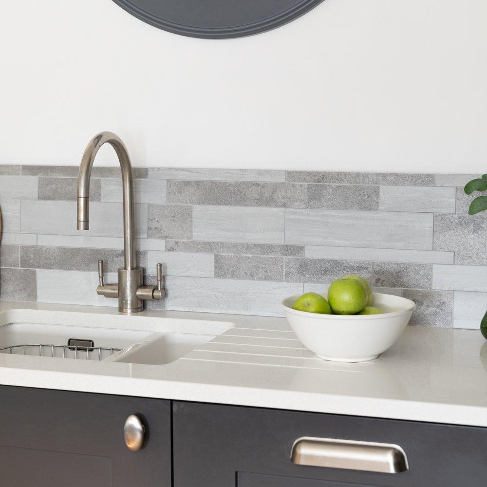 Grey - D C Fix - Self Adhesive Premium Wall Tiles Mosaic Stone - 3