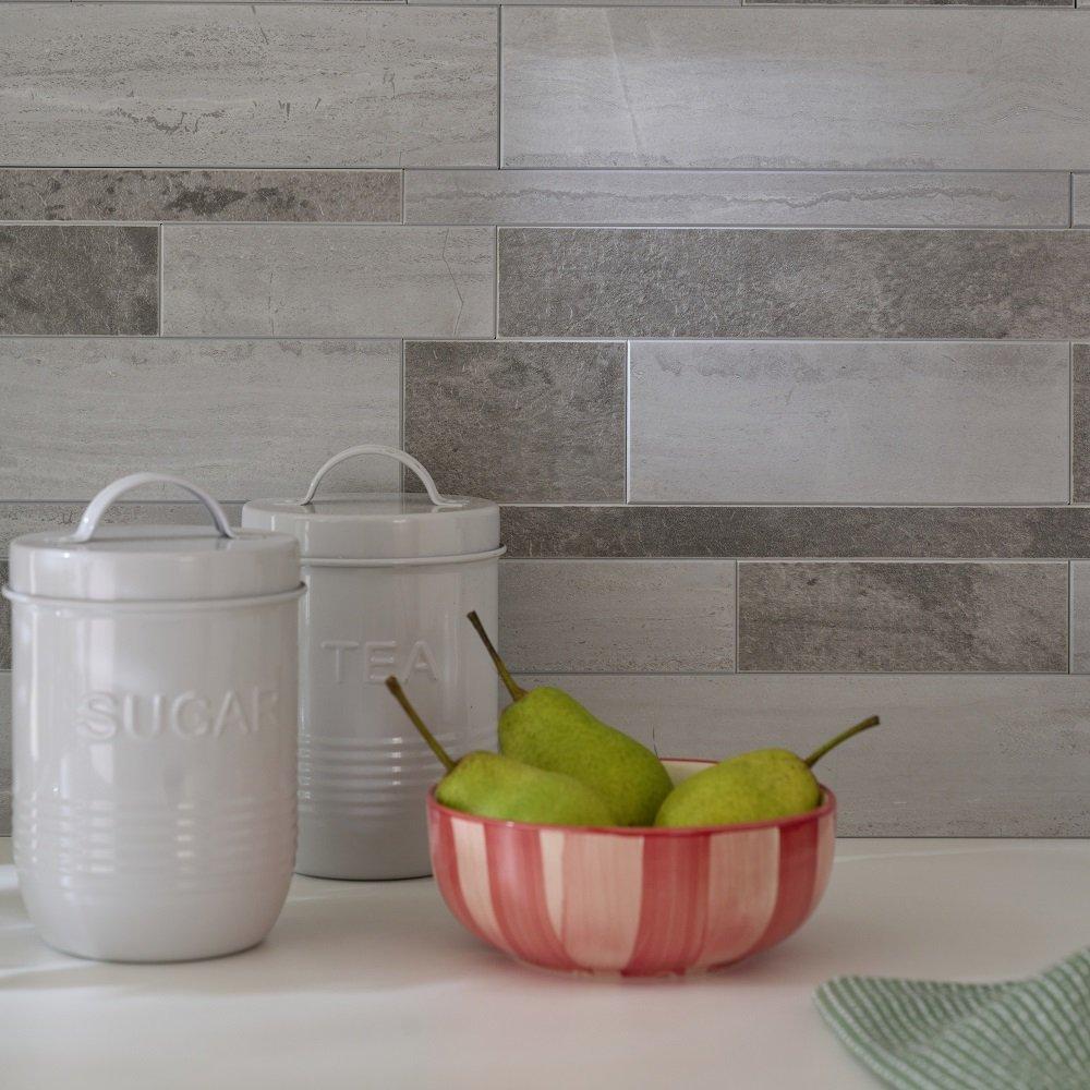 Grey - D C Fix - Self Adhesive Premium Wall Tiles Mosaic Stone - 5