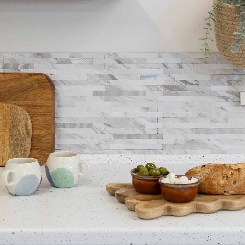 Grey - D C Fix - Self Adhesive Premium Wall Tiles Metal and Marble - 1