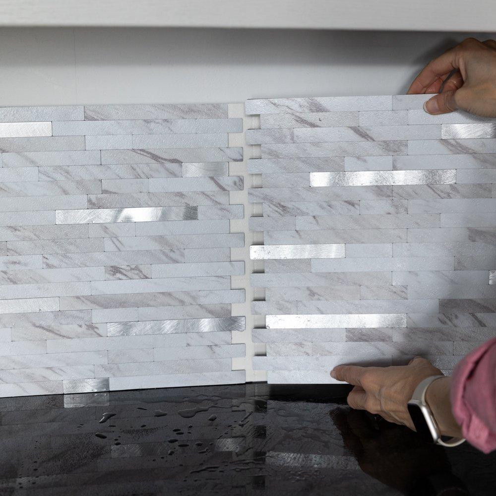 Grey - D C Fix - Self Adhesive Premium Wall Tiles Metal and Marble - 3