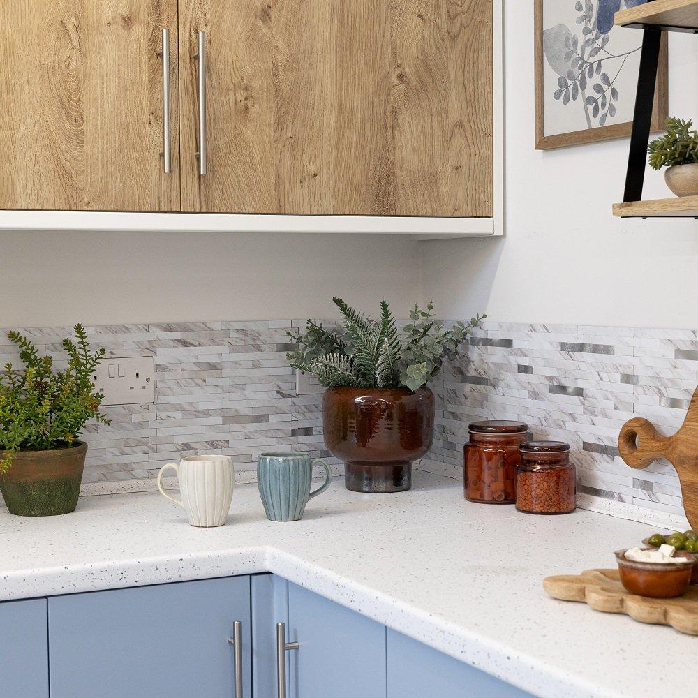 Grey - D C Fix - Self Adhesive Premium Wall Tiles Metal and Marble - 5