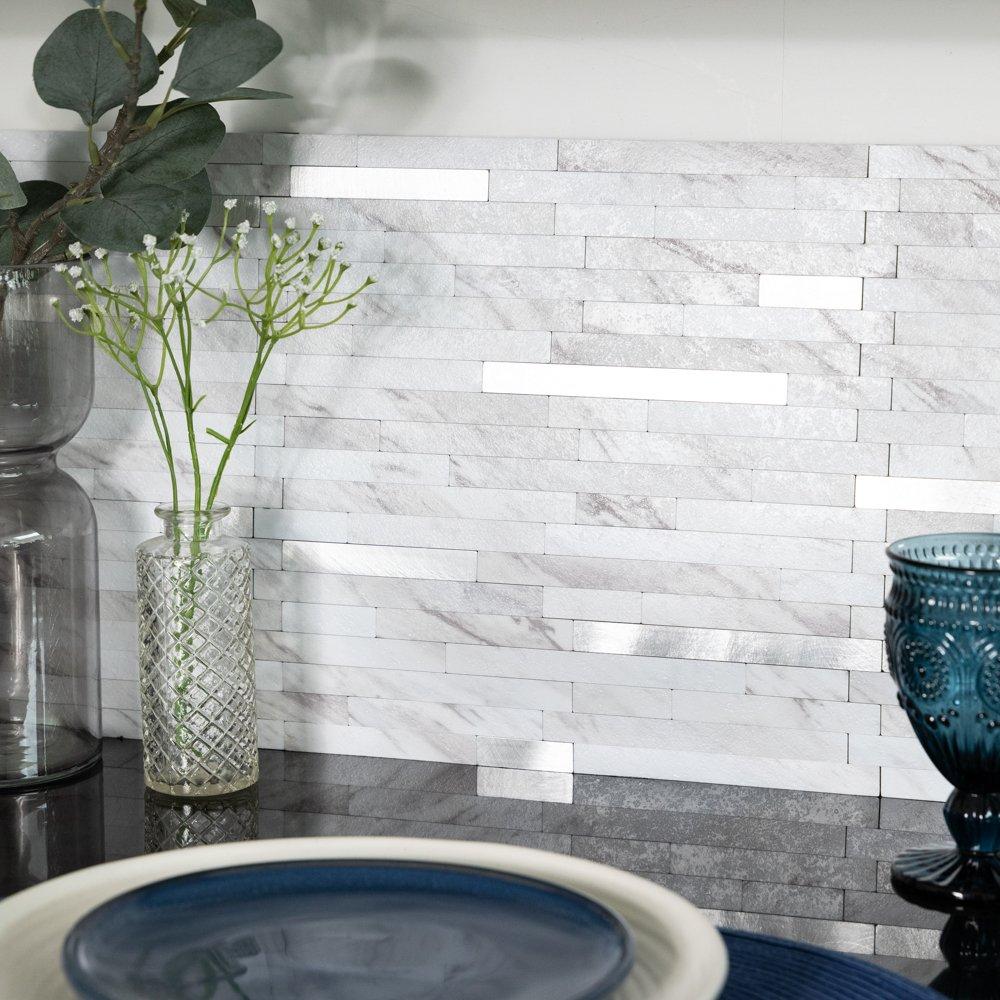 Grey - D C Fix - Self Adhesive Premium Wall Tiles Metal and Marble - 6