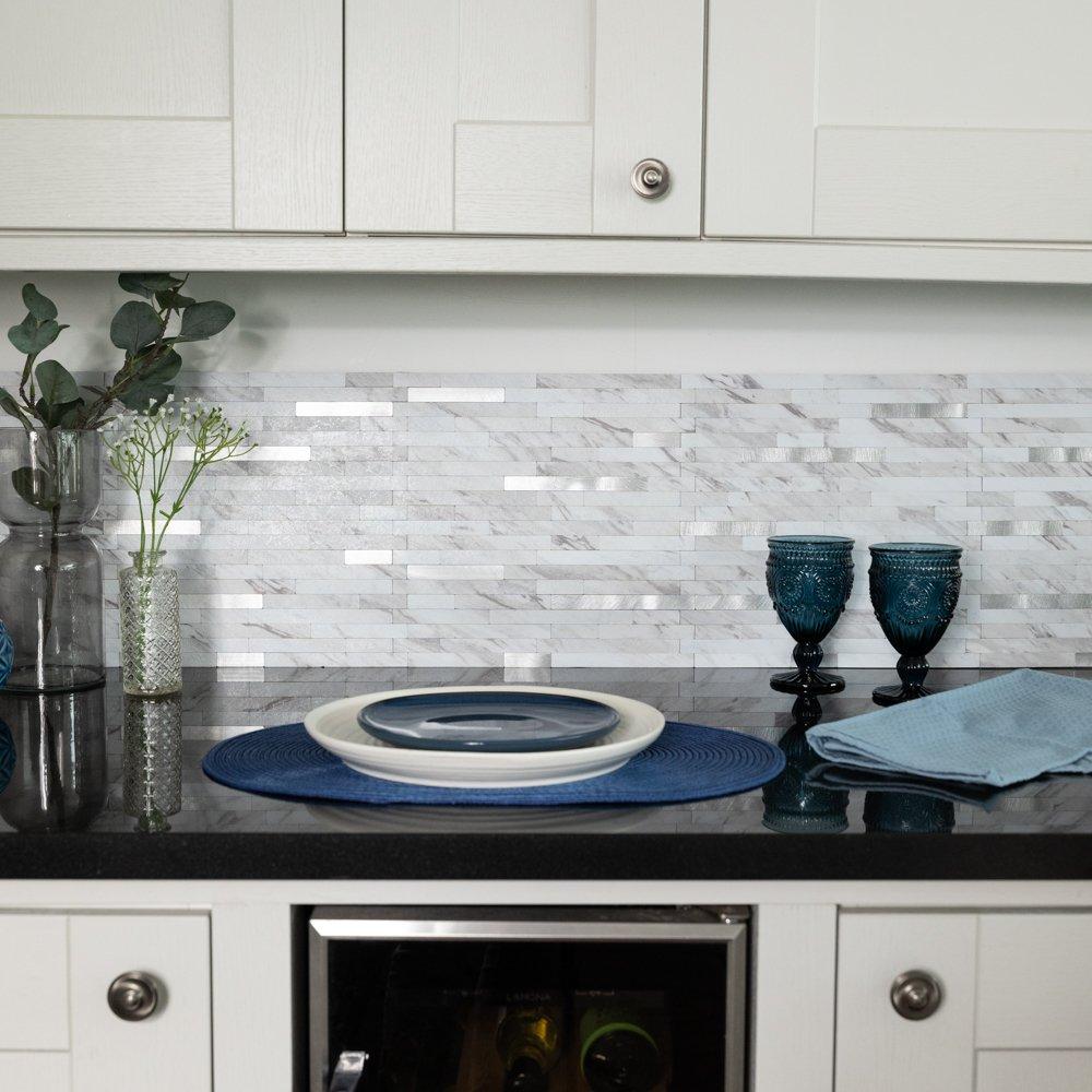 Grey - D C Fix - Self Adhesive Premium Wall Tiles Metal and Marble - 7