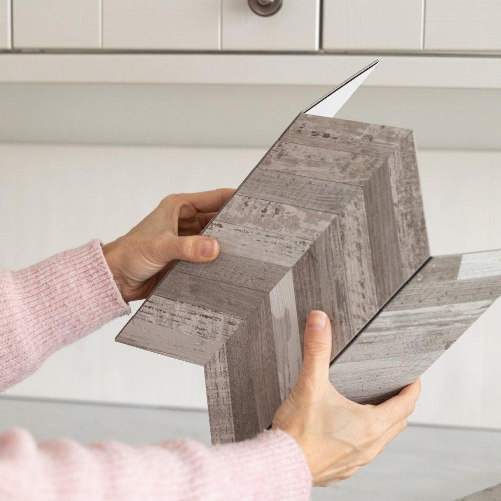 Grey - D C Fix - Self Adhesive Premium Wall Tiles Herringbone - 4