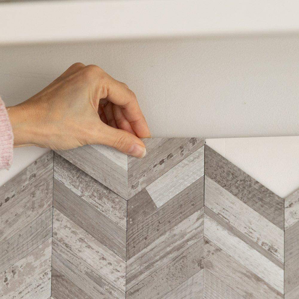 Grey - D C Fix - Self Adhesive Premium Wall Tiles Herringbone - 5