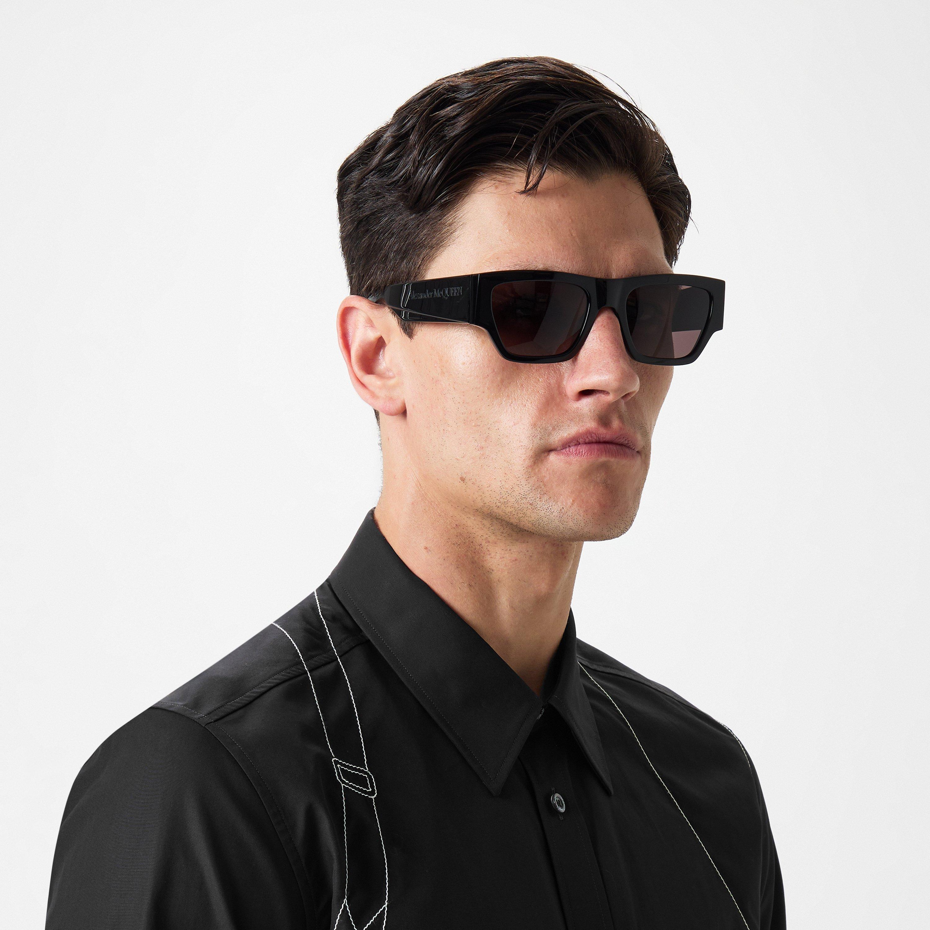 Black/Grey - Alexander McQueen - Logo Sunglasses - 2