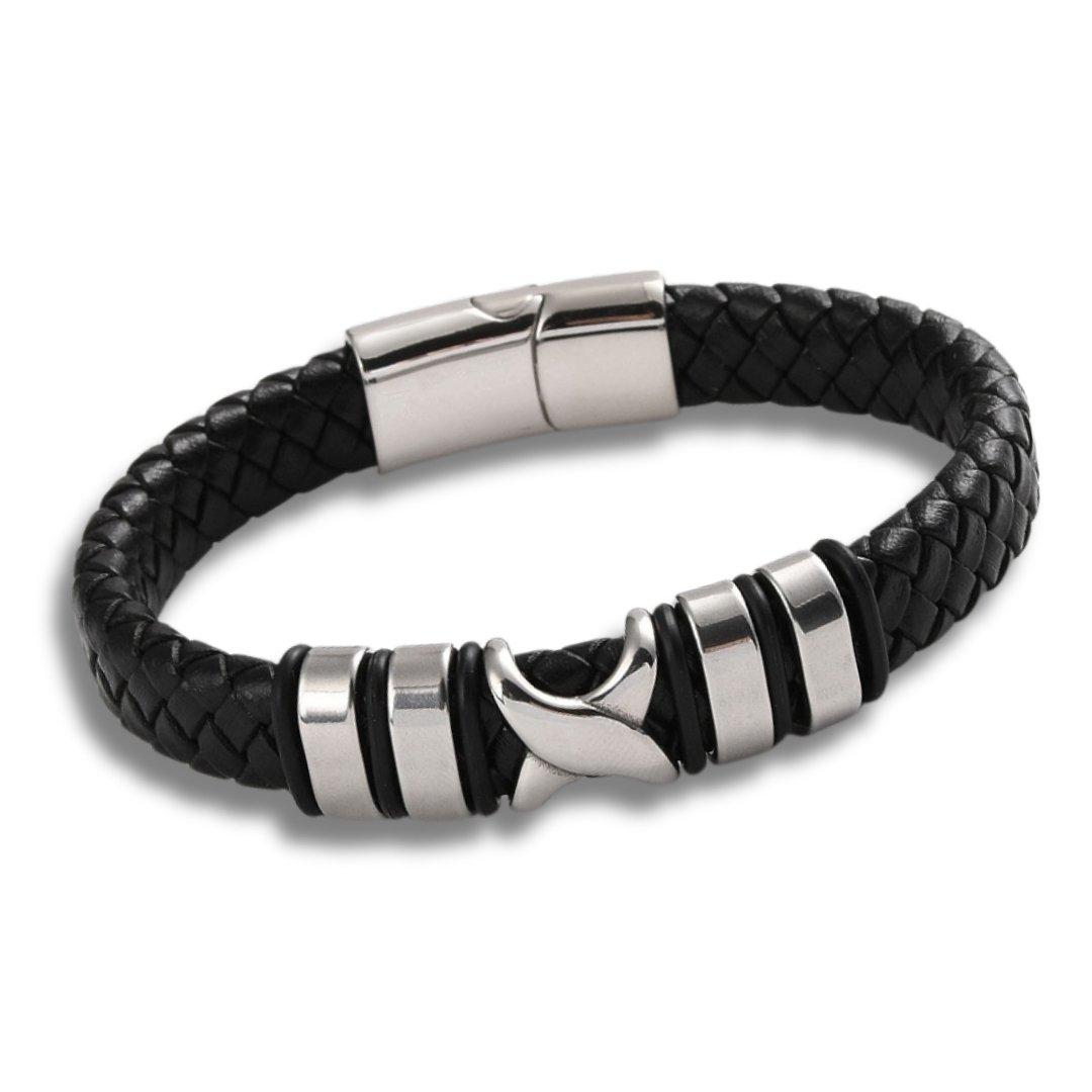 Black - Aye Do Gifts - X Mens Black Leather Bracelet - 1