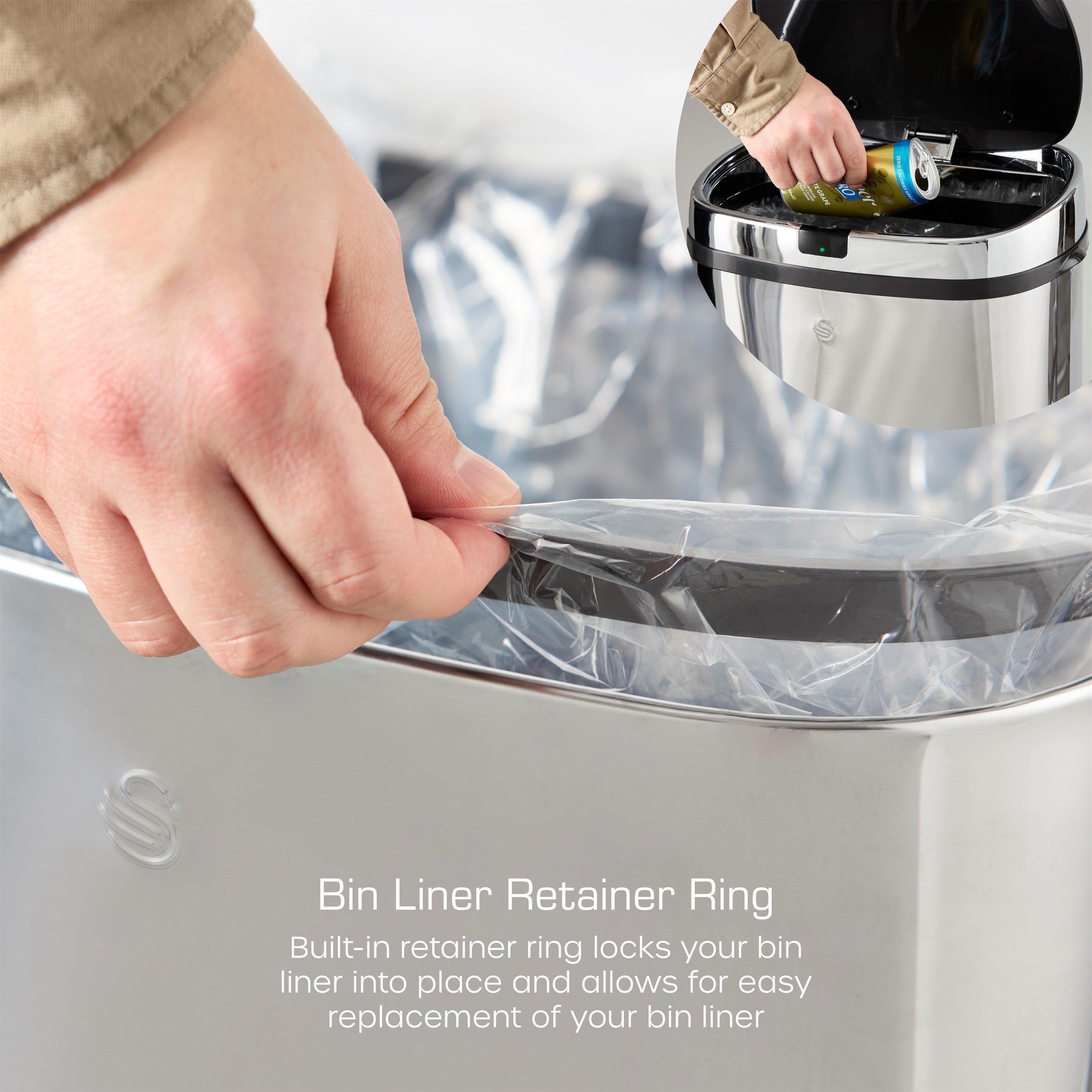 Stainless Steel - Swan - 42L Square Sensor Bin S/Steel - 4