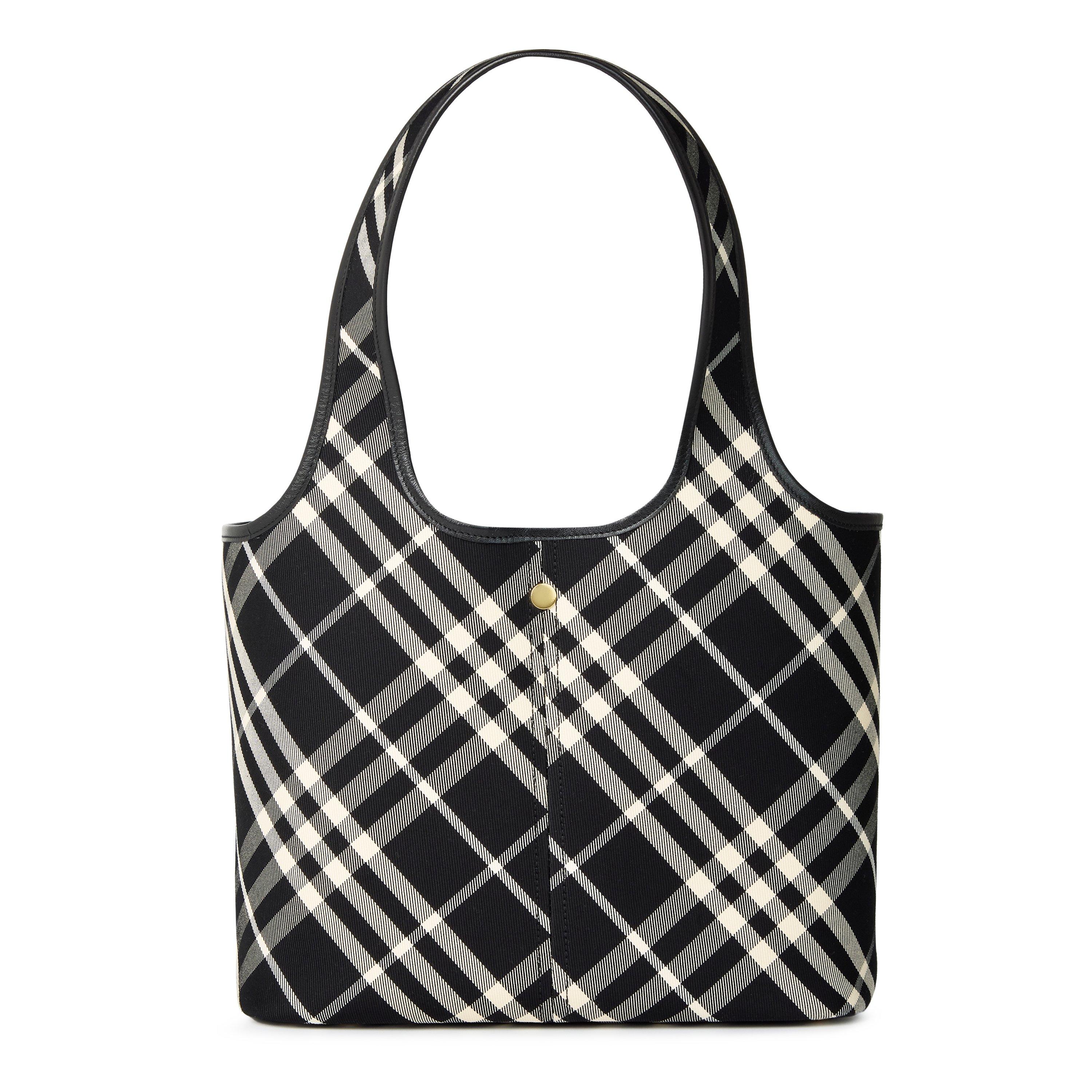 Black - Burberry - Small Check Tote Bag - 1