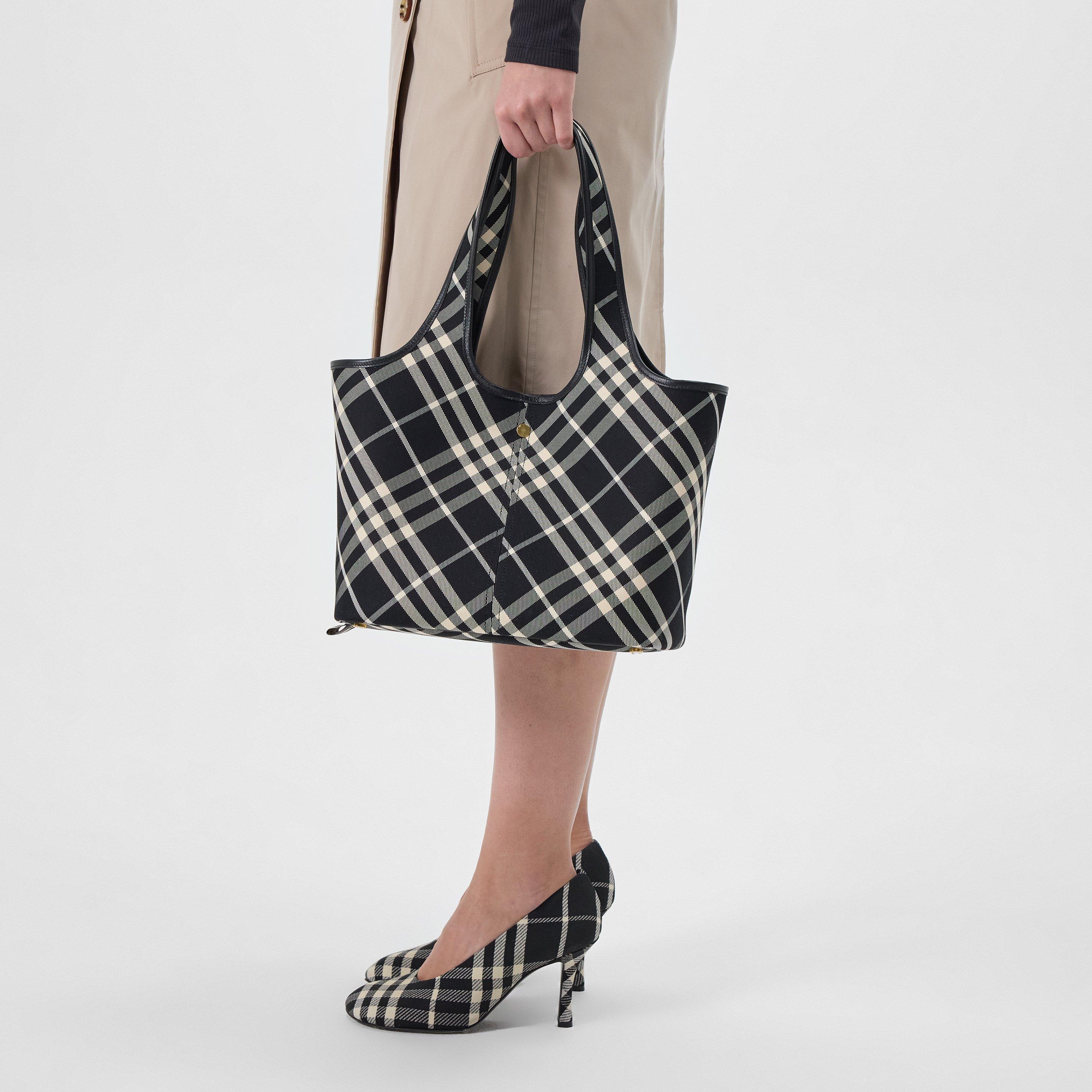 Black - Burberry - Small Check Tote Bag - 2