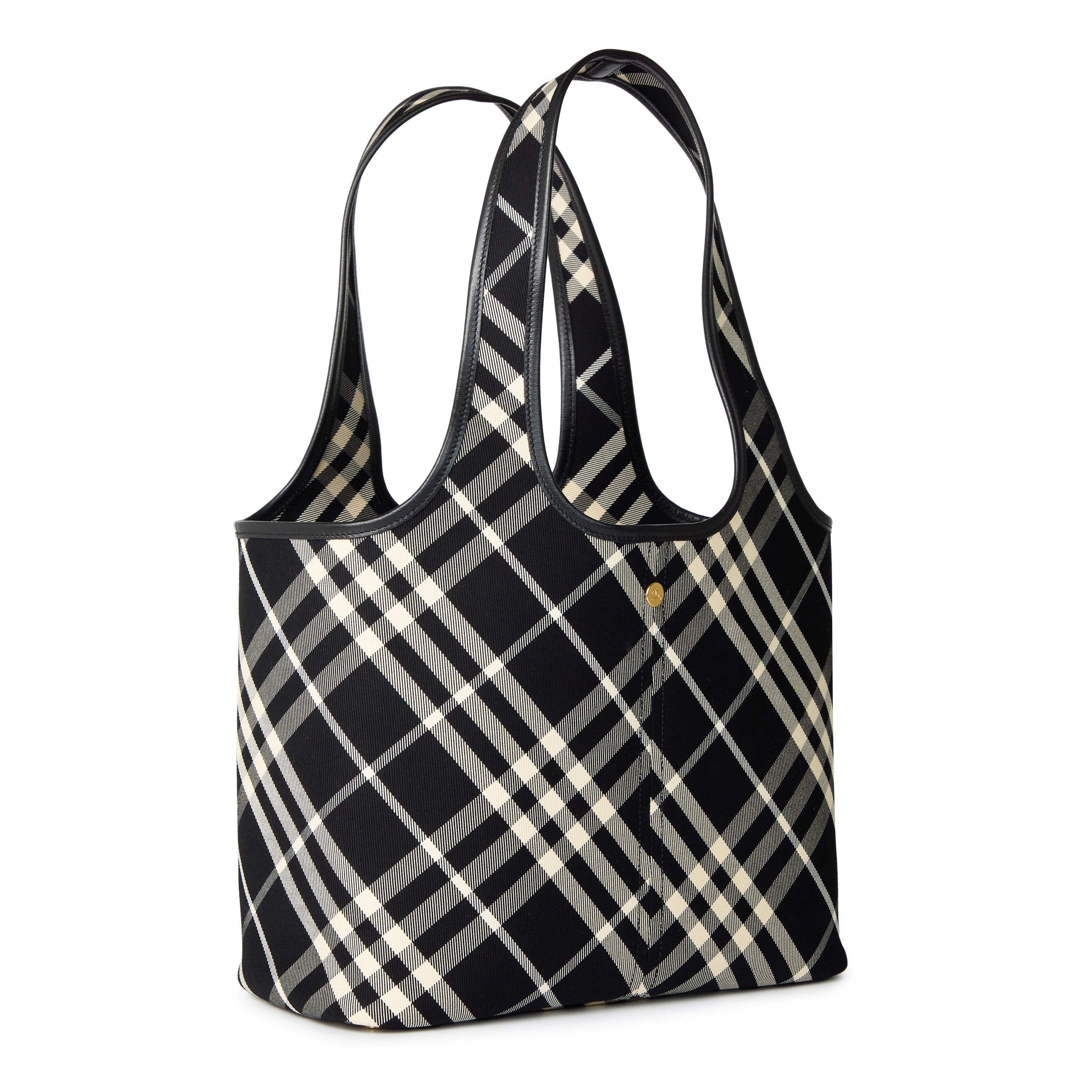 Black - Burberry - Small Check Tote Bag - 3