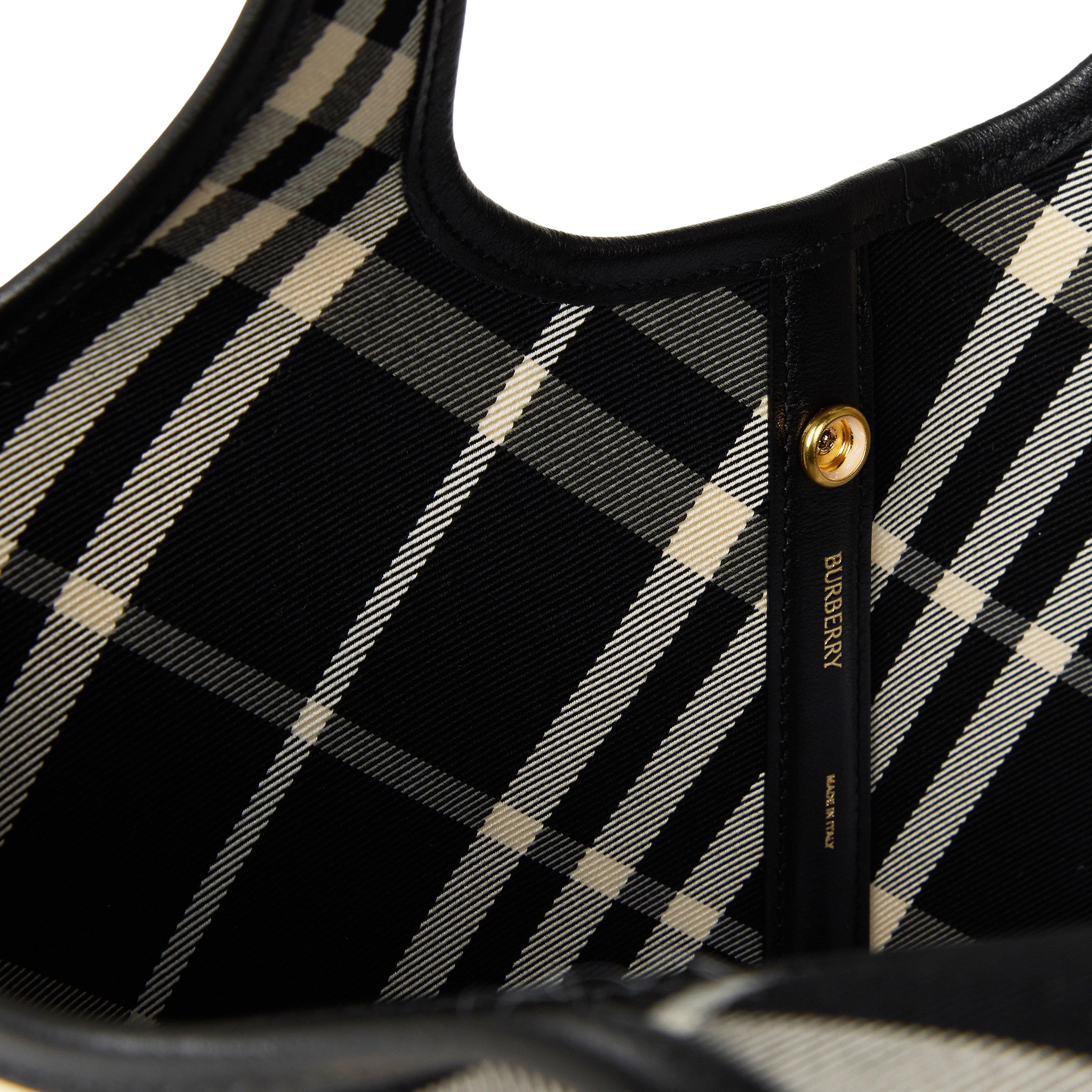 Black - Burberry - Small Check Tote Bag - 5