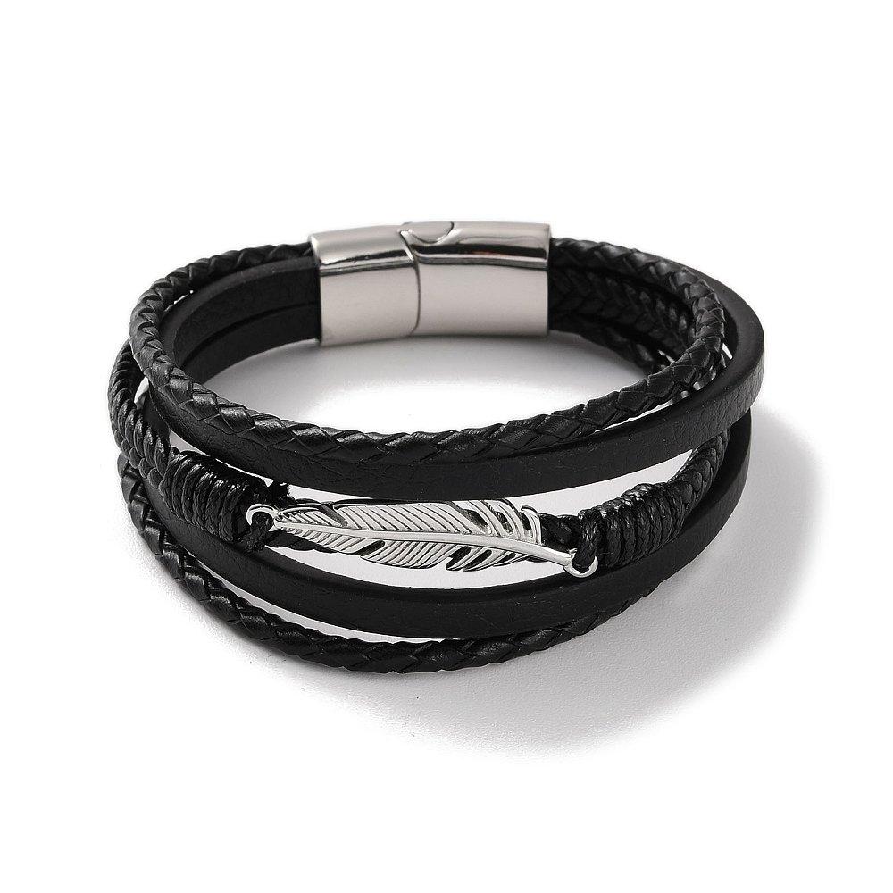 Black - Aye Do Gifts - Mens Angel Feather Black Bracelet - 1