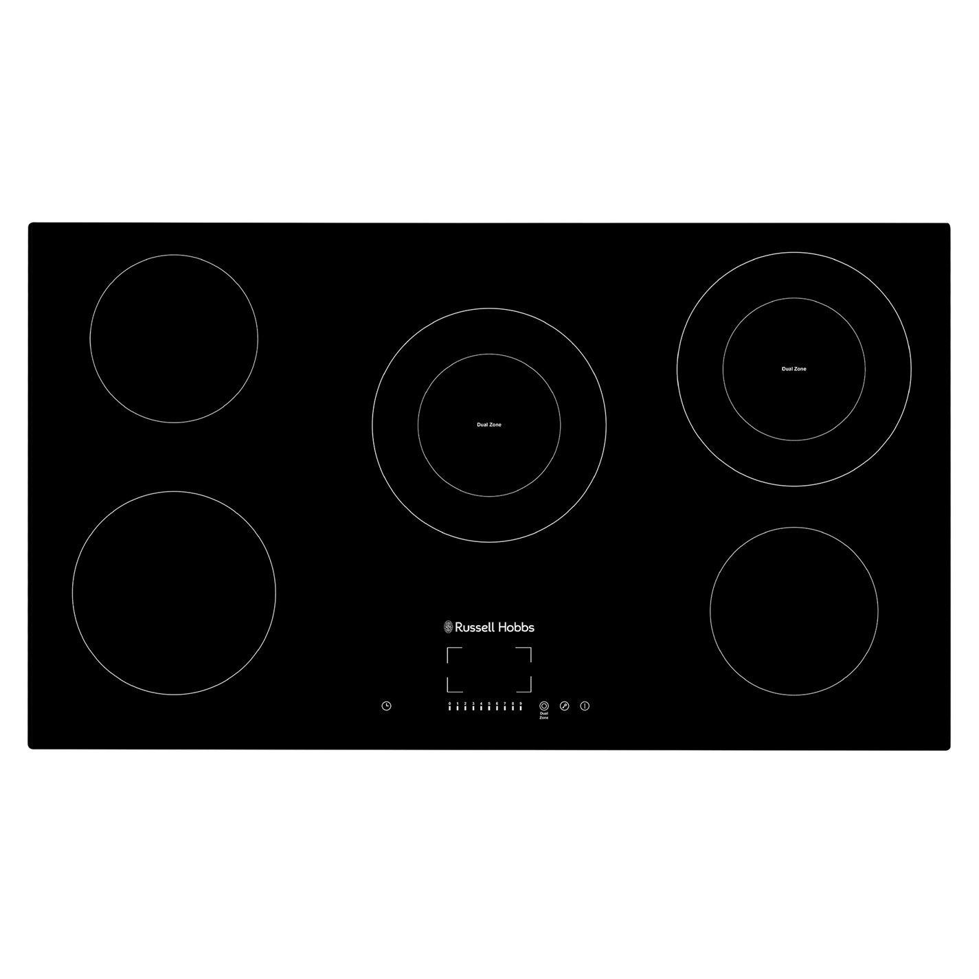 Black - Russell Hobbs - RH90EH7013 90cm Electric Hob - Black - 1