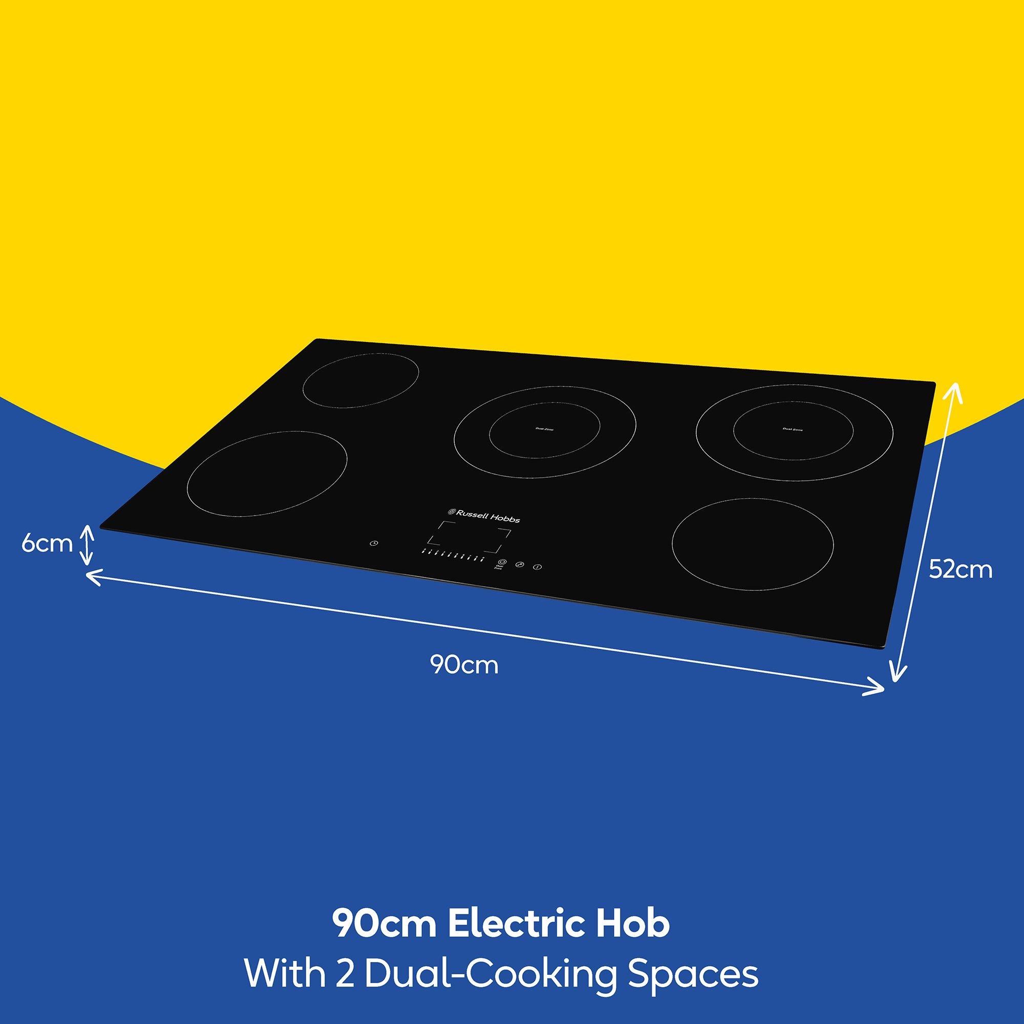 Black - Russell Hobbs - RH90EH7013 90cm Electric Hob - Black - 2