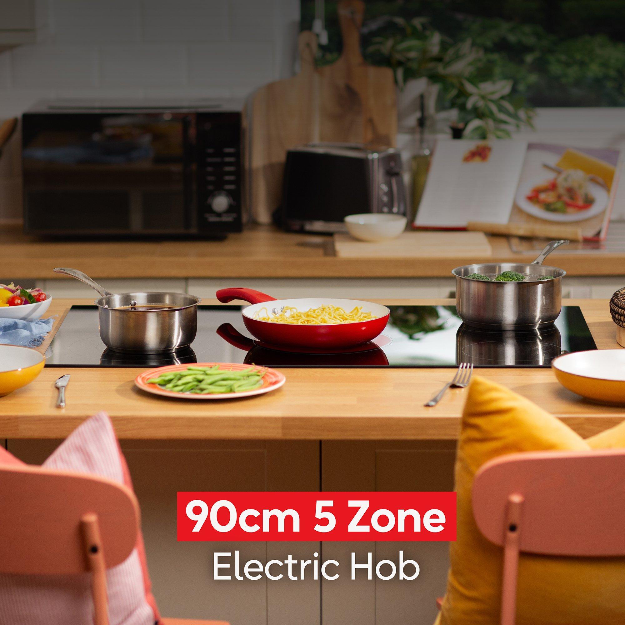 Black - Russell Hobbs - RH90EH7013 90cm Electric Hob - Black - 4