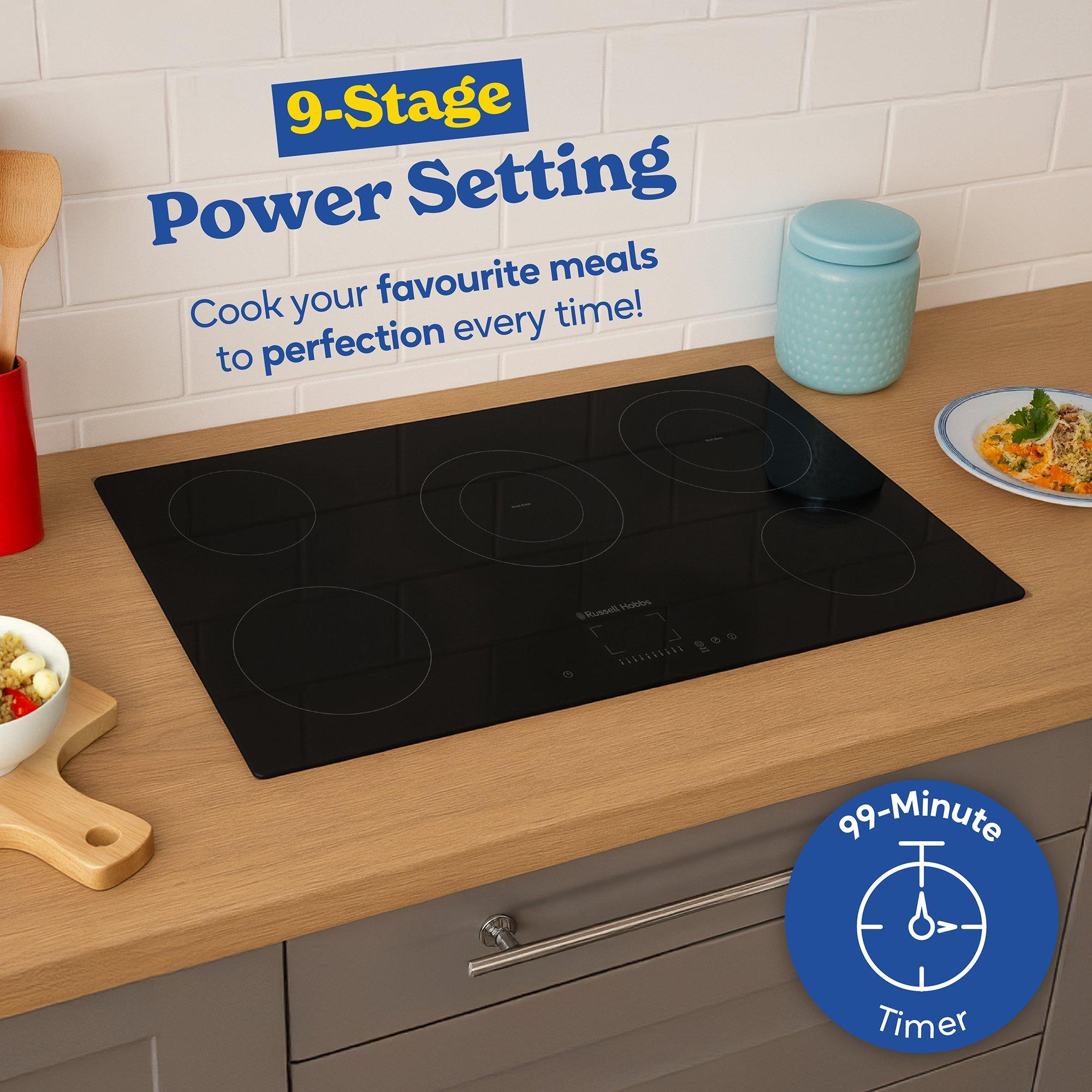 Black - Russell Hobbs - RH90EH7013 90cm Electric Hob - Black - 7
