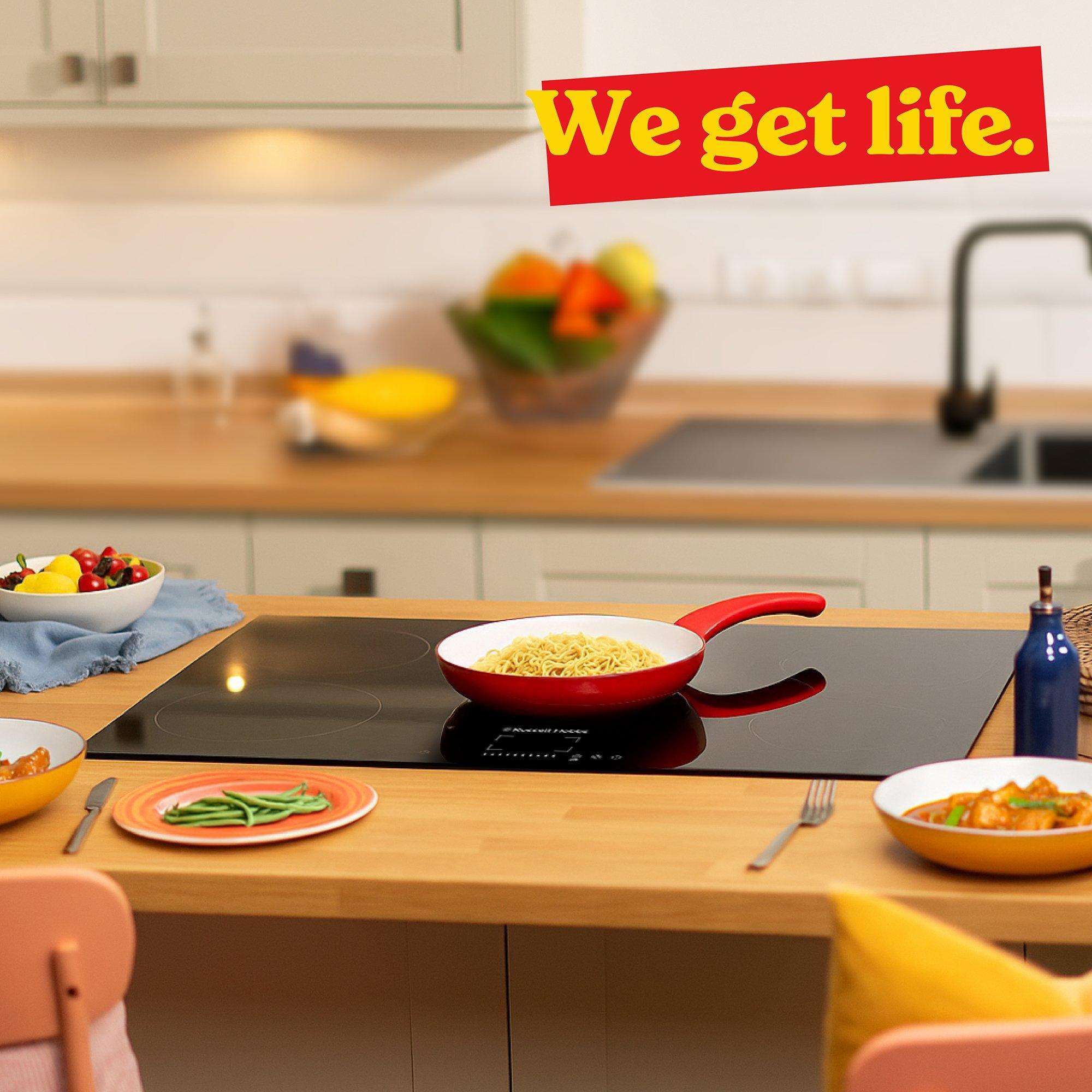 Black - Russell Hobbs - RH90EH7013 90cm Electric Hob - Black - 8