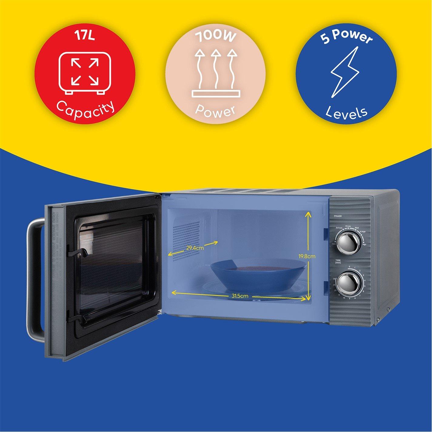 Grey - Russell Hobbs - RHM1731G 17L Manual Microwave - 2