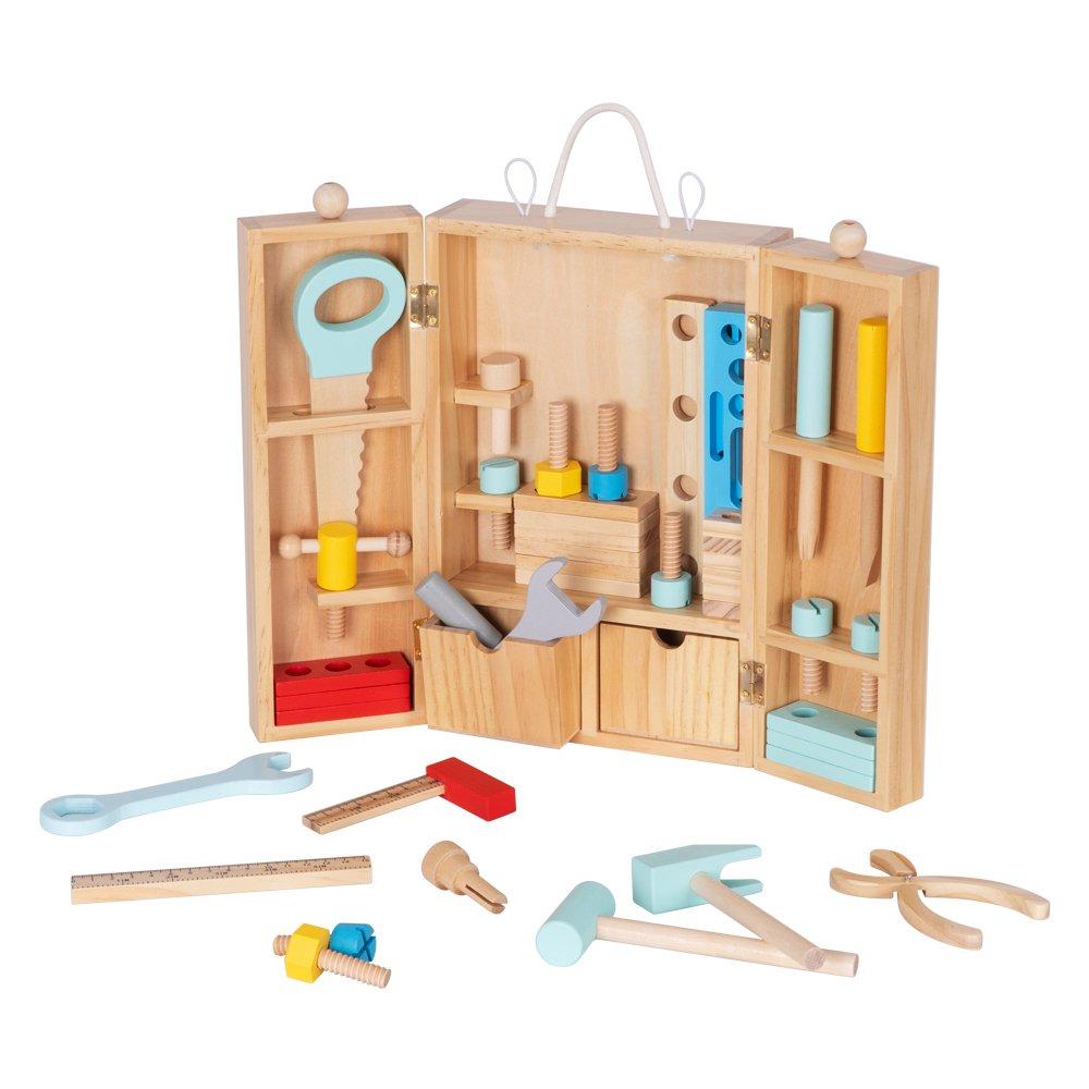 Tooky Toy  Kids Wooden Craftsmans Tool Box - 