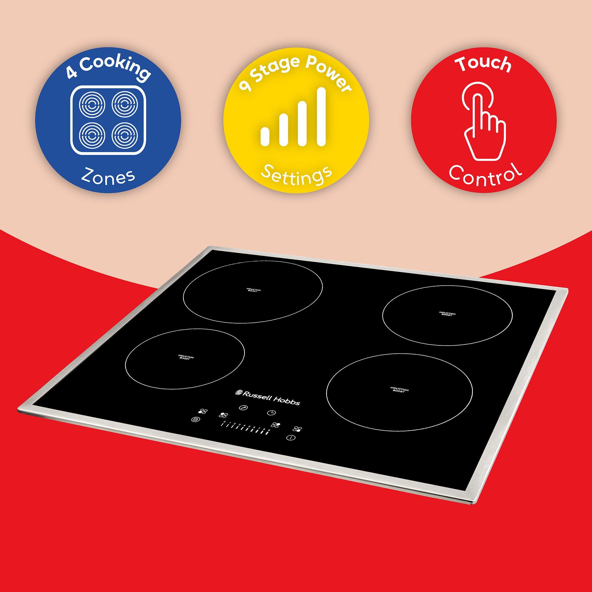 Black - Russell Hobbs - RH60IH413B 59cm 4 Zone Induction Hob in Black - 3