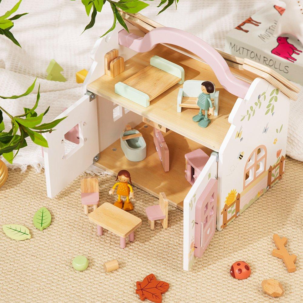 Multi - Tooky Toy - Wooden Portable Dolls House - 3