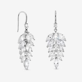 Jon Richard Rhodium Plated Fishhook Leaf Drop Earrings