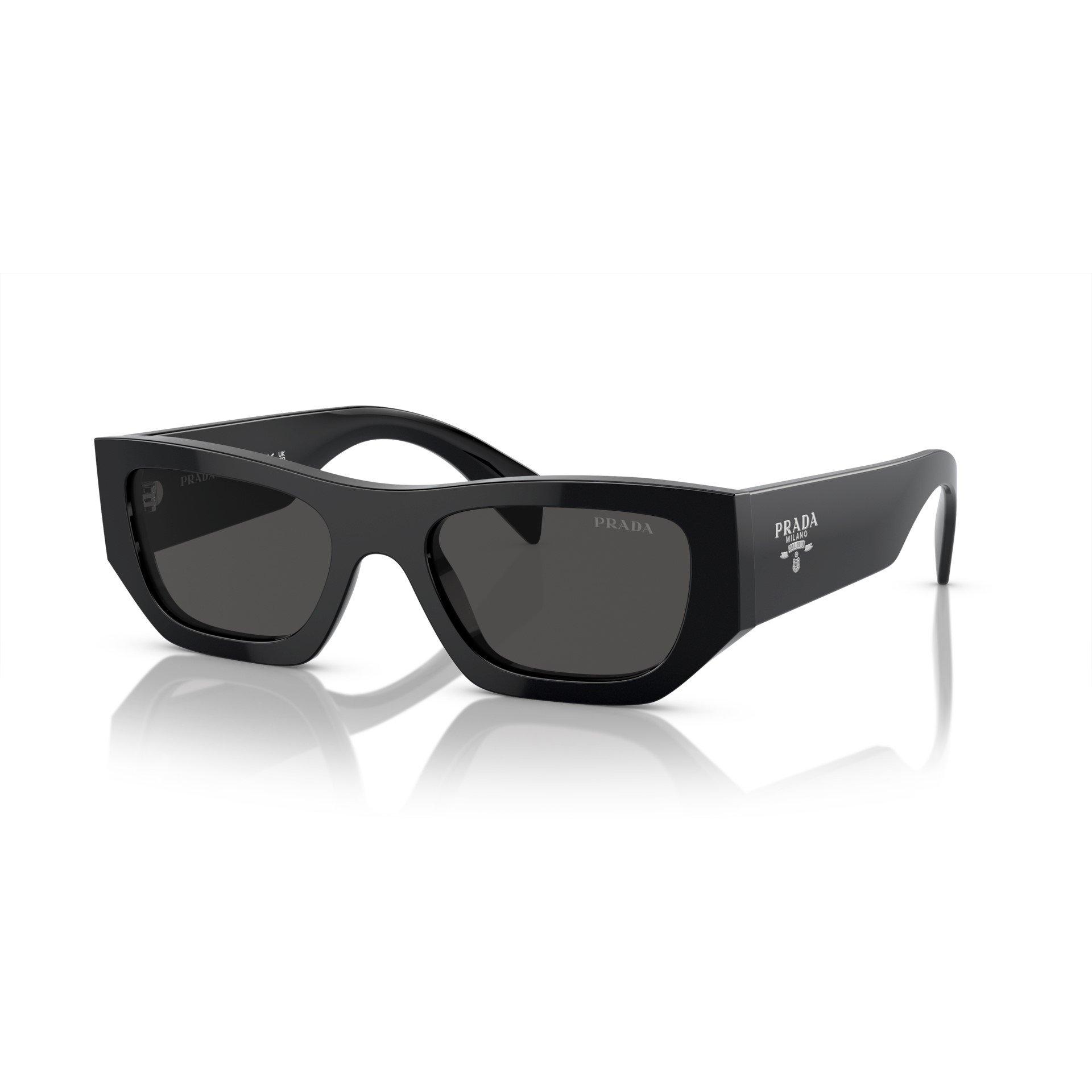 Black/Grey - Prada - Logo Rectangular Sunglasses - 1